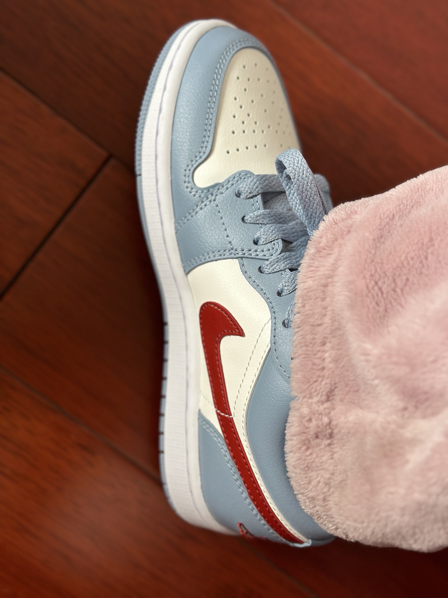 custom review-Jordan Air Jordan 1 Low Синий GREY Dune Красный Low Топ Винтажные баскетбольные кроссовки Женские Сине-белый