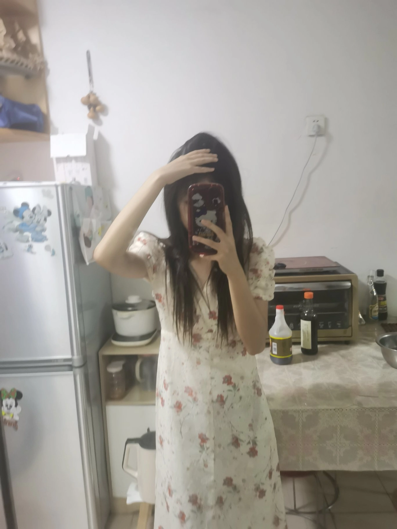 custom review-PAVLISOVA Короткое платье с короткими рукавами женский с узором "Branching Бегония"