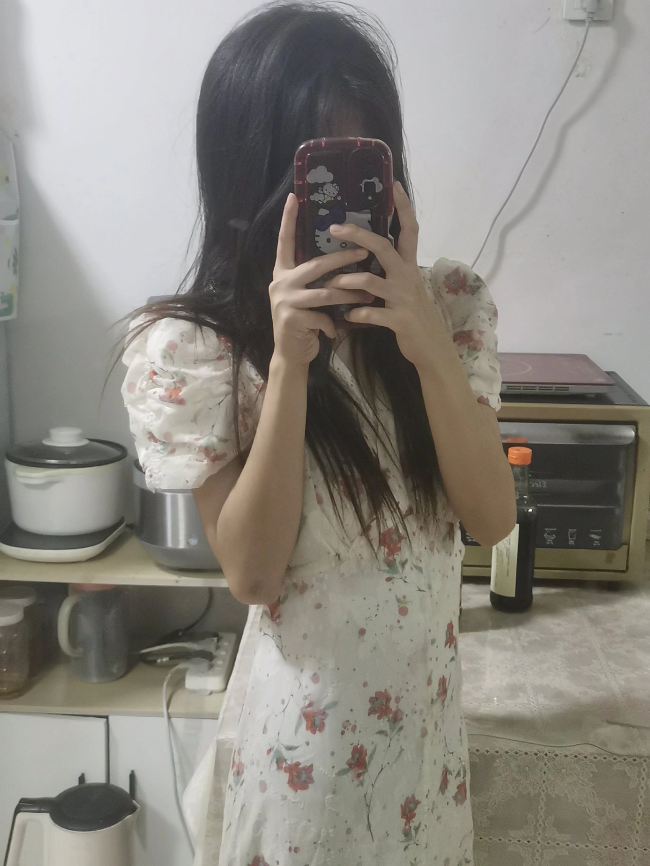 custom review-PAVLISOVA Короткое платье с короткими рукавами женский с узором "Branching Бегония"