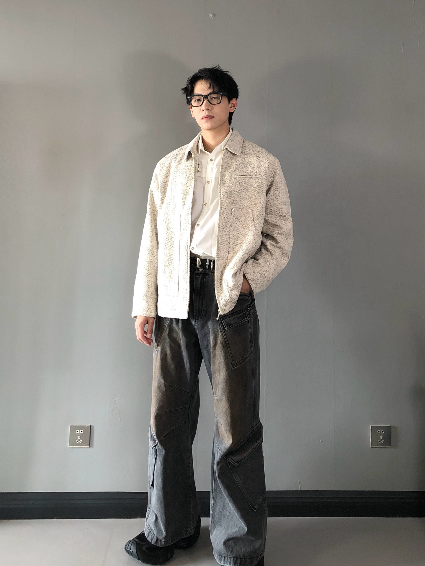 男生约会小香风夹克cleanfit简约穿搭摆脱路人感