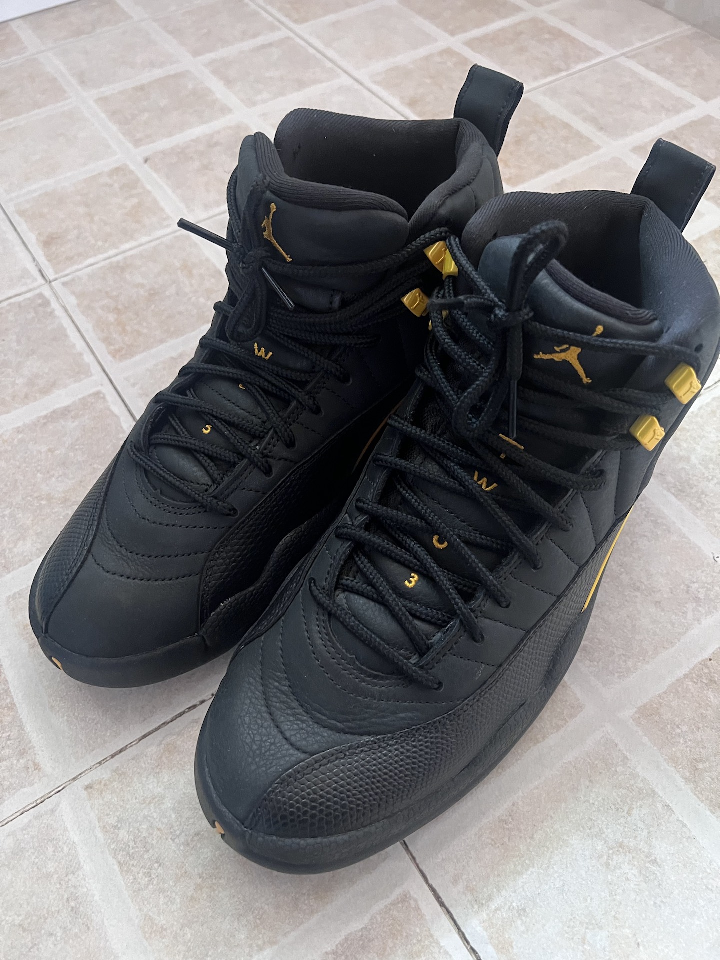 custom review-Jordan Air Jordan 12 Retro 'Черный Taxi' Высокий Топ Винтажные Баскетбольные Кроссовки Мужские Черный Золото