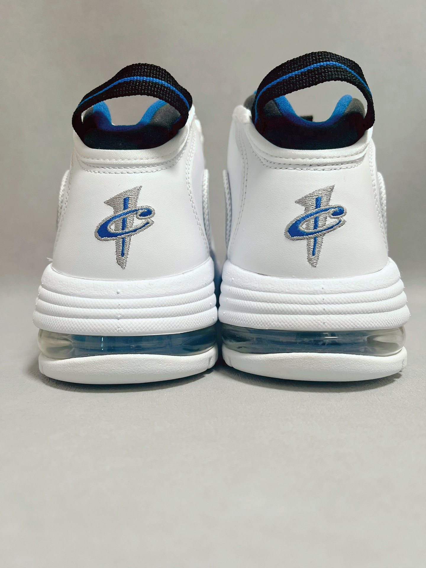 custom review-Nike Air Max Penny Дом Abrasion Resistant MID Топ Винтажные баскетбольные кроссовки Мужской Белый Синий