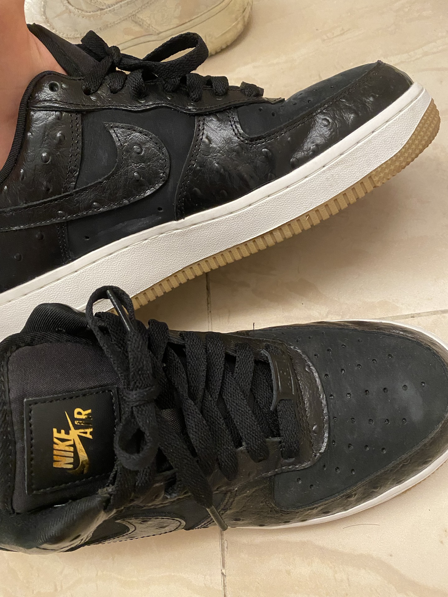 custom review-Nike Air FORCE 1 'Черный Ostrich' Низкие Кроссовки для скейтбординга Женские Черные