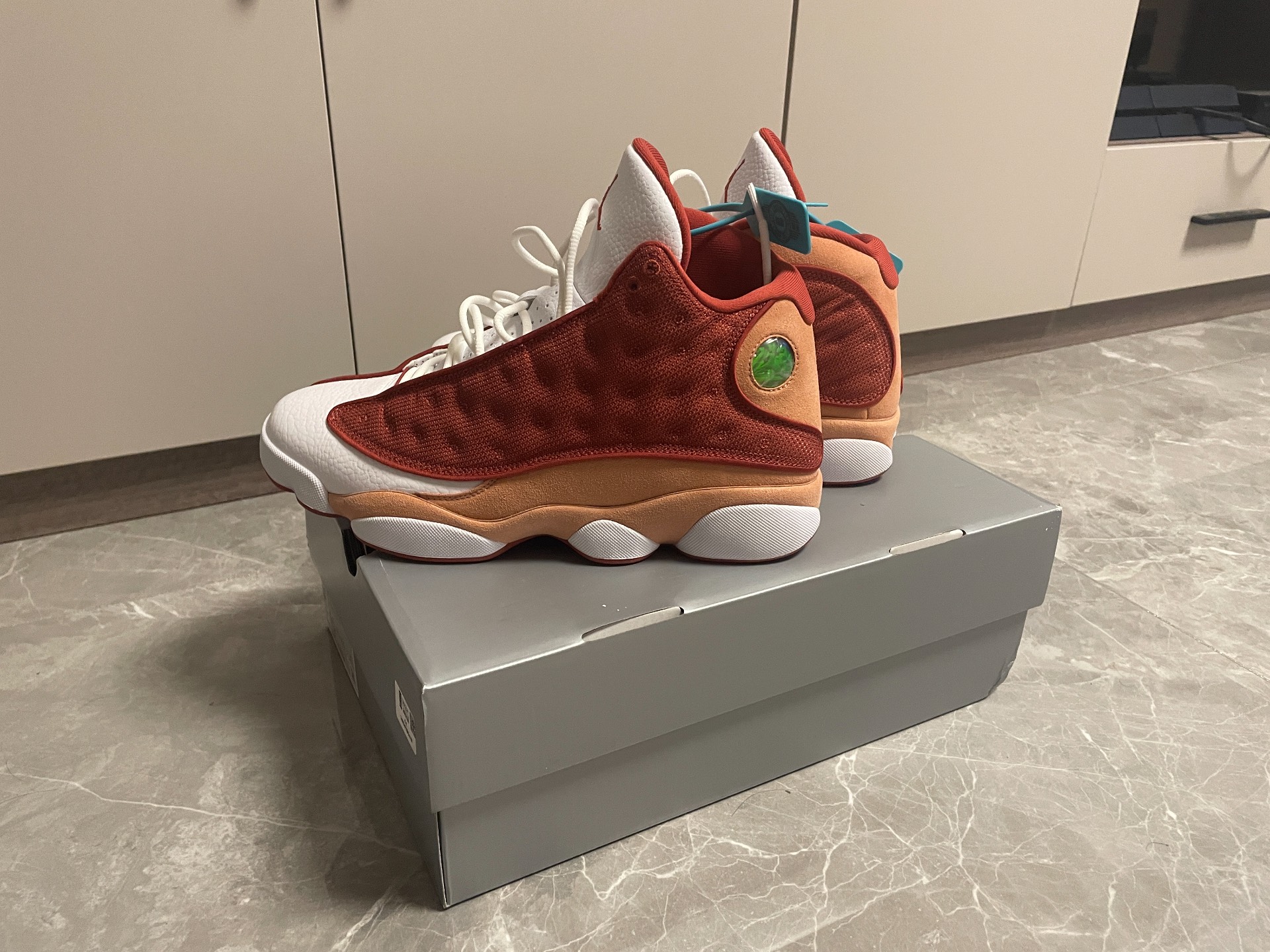 custom review-Jordan Air Jordan 13 'Dune Красный' MID Топ Винтажные баскетбольные кроссовки Мужской Оранжево-белый