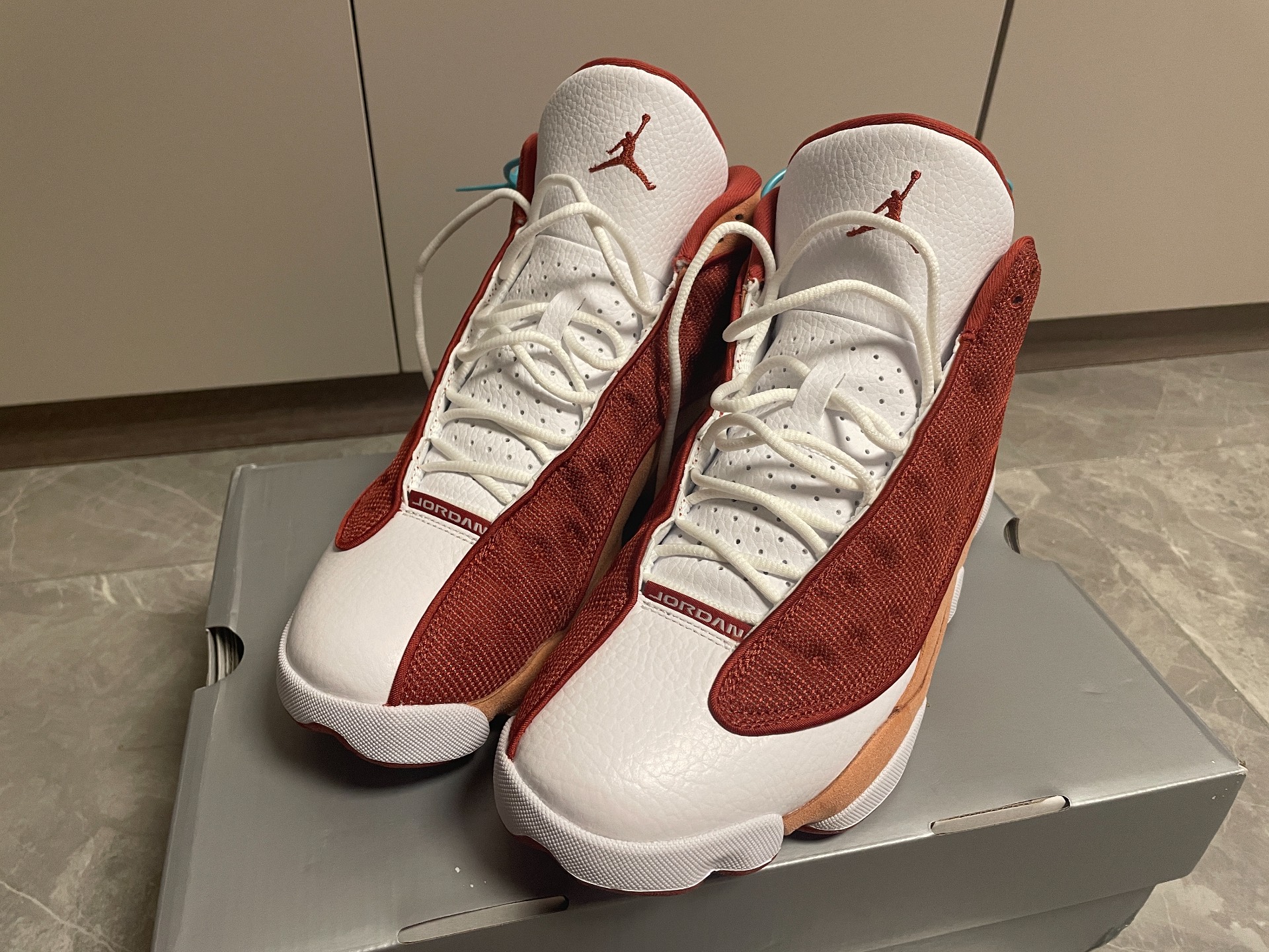 custom review-Jordan Air Jordan 13 'Dune Красный' MID Топ Винтажные баскетбольные кроссовки Мужской Оранжево-белый