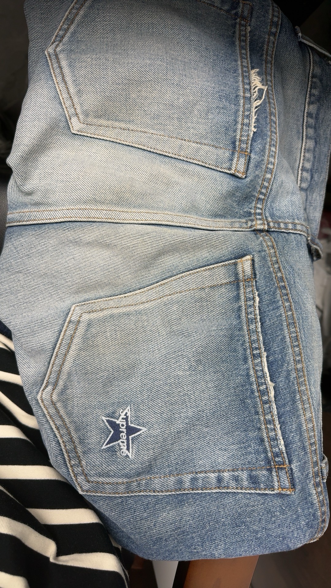 custom review-Supreme SS24 Week6 Потертый Свободный крой SELVEDGE Джинсы Унисекс