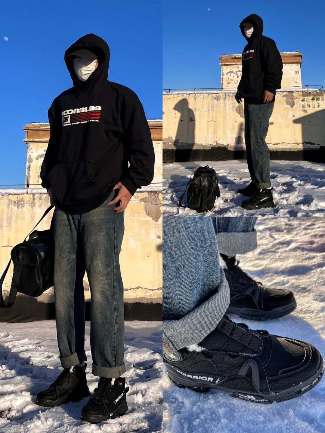 ootd丨高颜值❄雪地靴,冬季男生穿搭黑武士🖤棉鞋