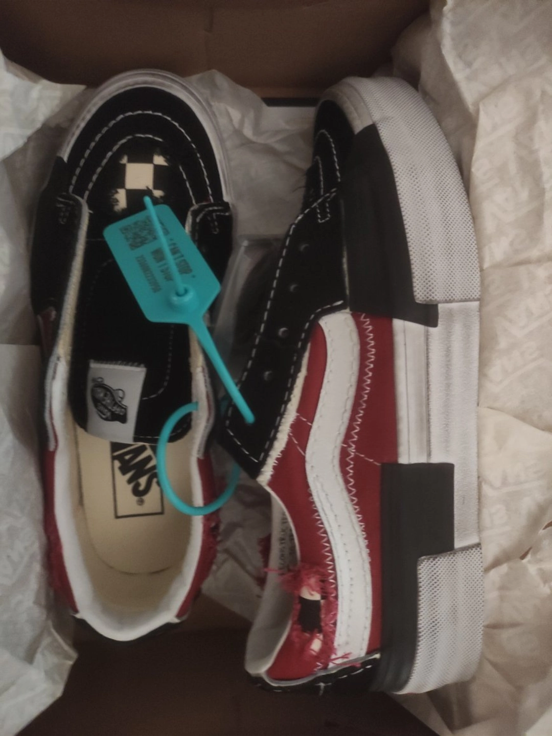 custom review-VANS SK8 LOW Reconstruct Low Топ Скейтборд Кроссовки Унисекс Черный Красный