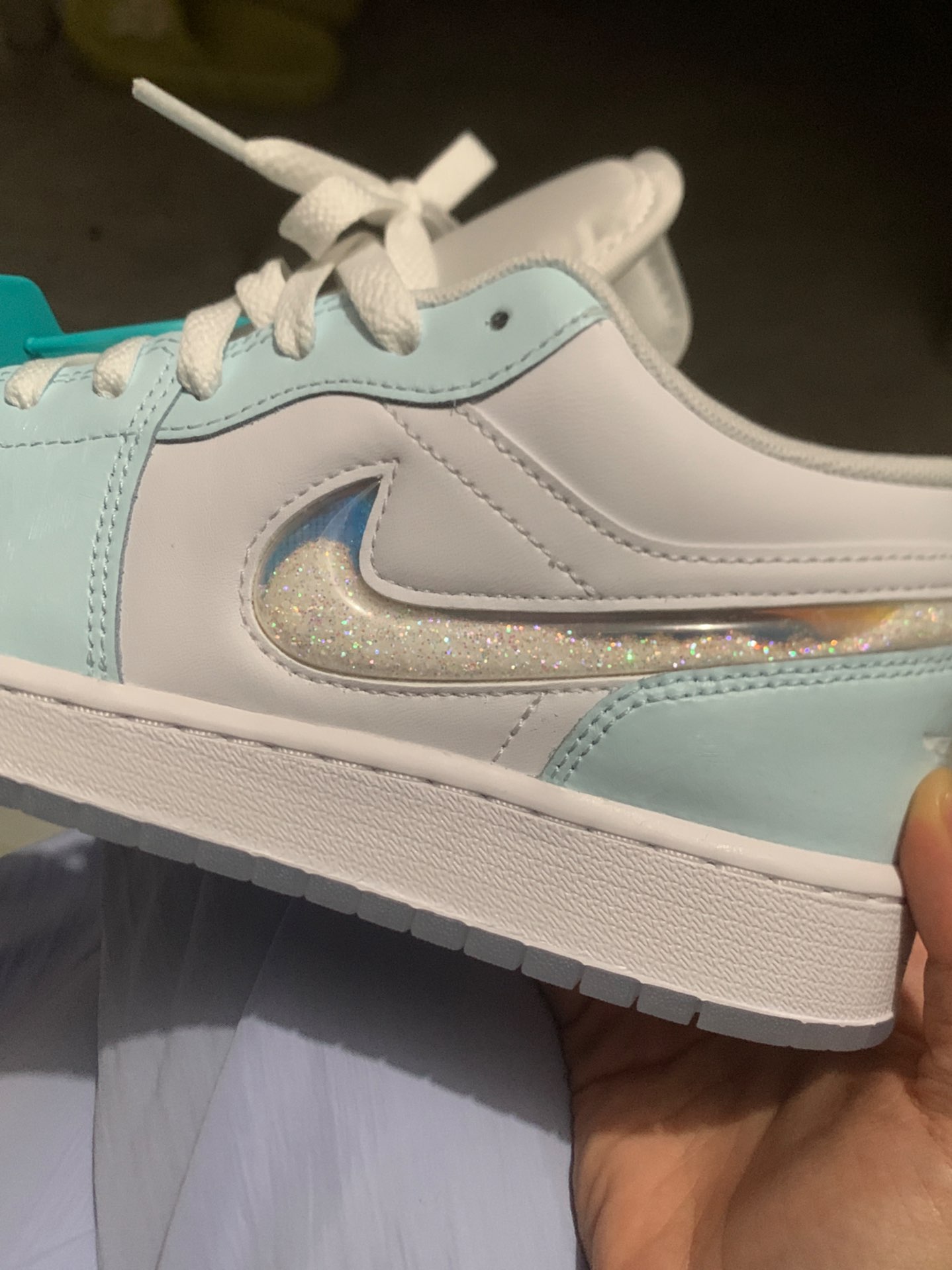 custom review-Jordan Air Jordan 1 Low SE Устойчивый к истиранию Низкий Топ Детские Баскетбольные Кроссовки Белый Синий