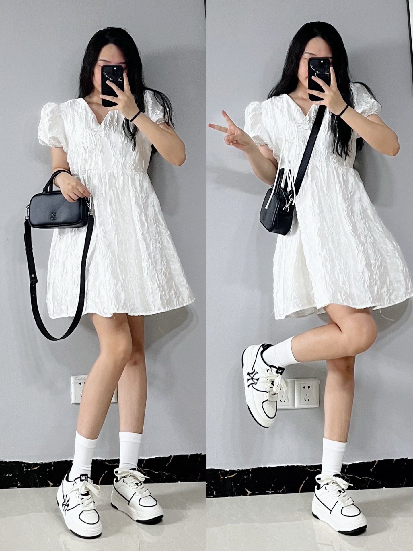 白色公主裙搭配mlb老爹鞋!尊滴吼吼看