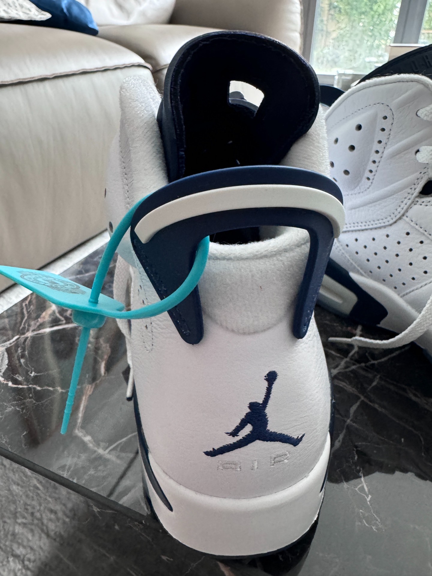 custom review-Jordan Air Jordan 6 Retro 'Midnight Blue' High Top Винтажные баскетбольные кроссовки Унисекс Белый Синий Midnight Blue