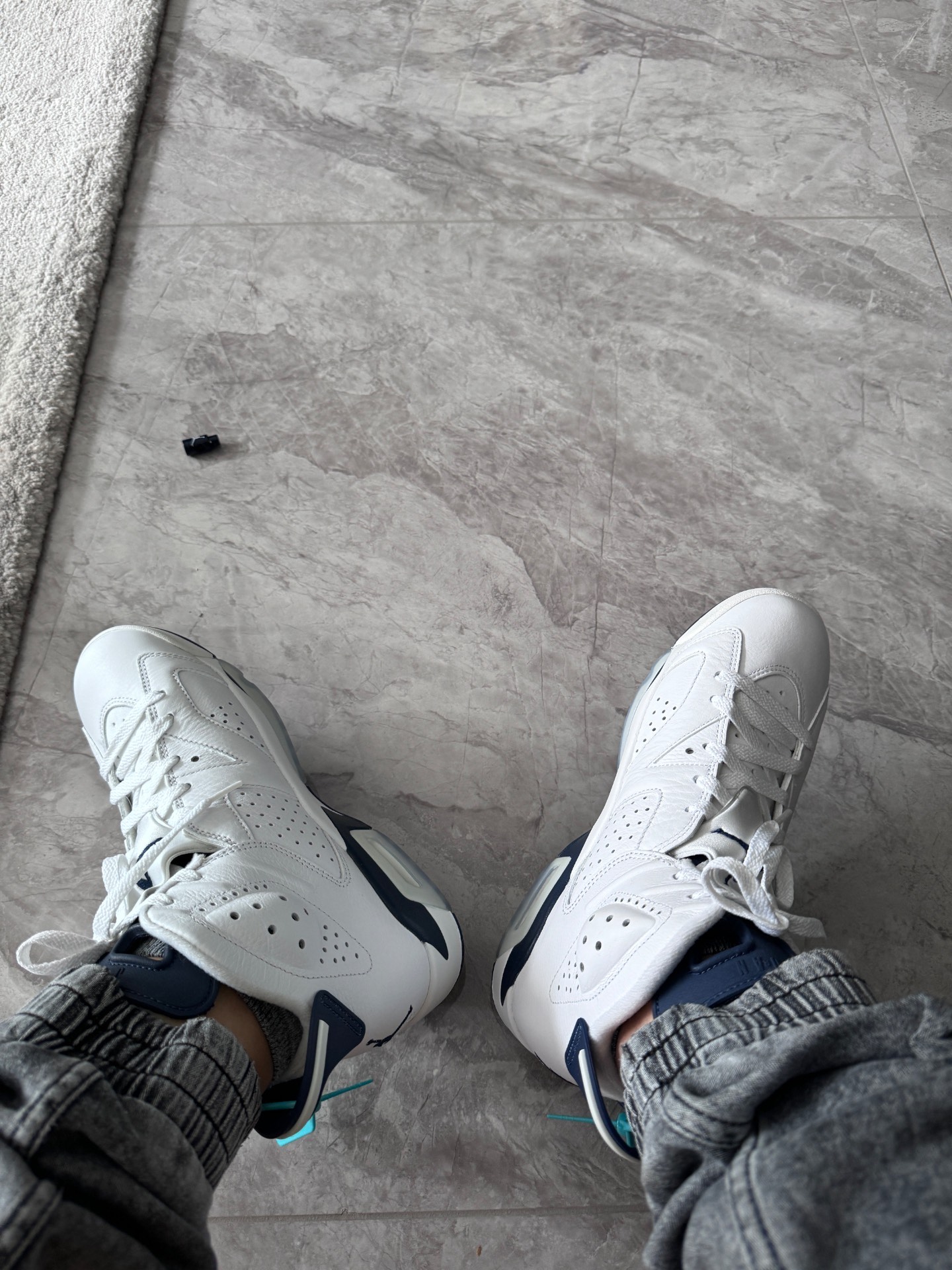 custom review-Jordan Air Jordan 6 Retro 'Midnight Blue' High Top Винтажные баскетбольные кроссовки Унисекс Белый Синий Midnight Blue