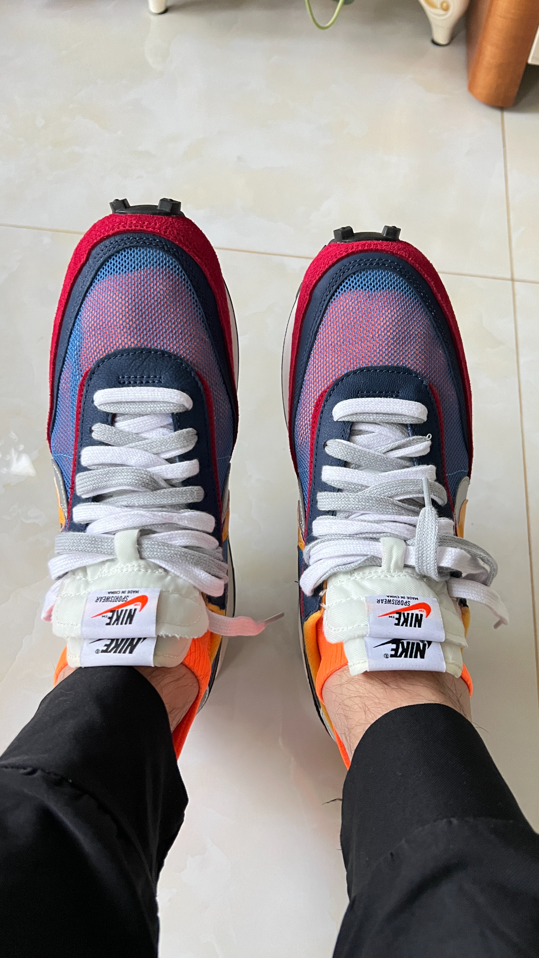 custom review-Sacai X Nike LDWaffle Low Повседневная обувь Унисекс Красная Синяя