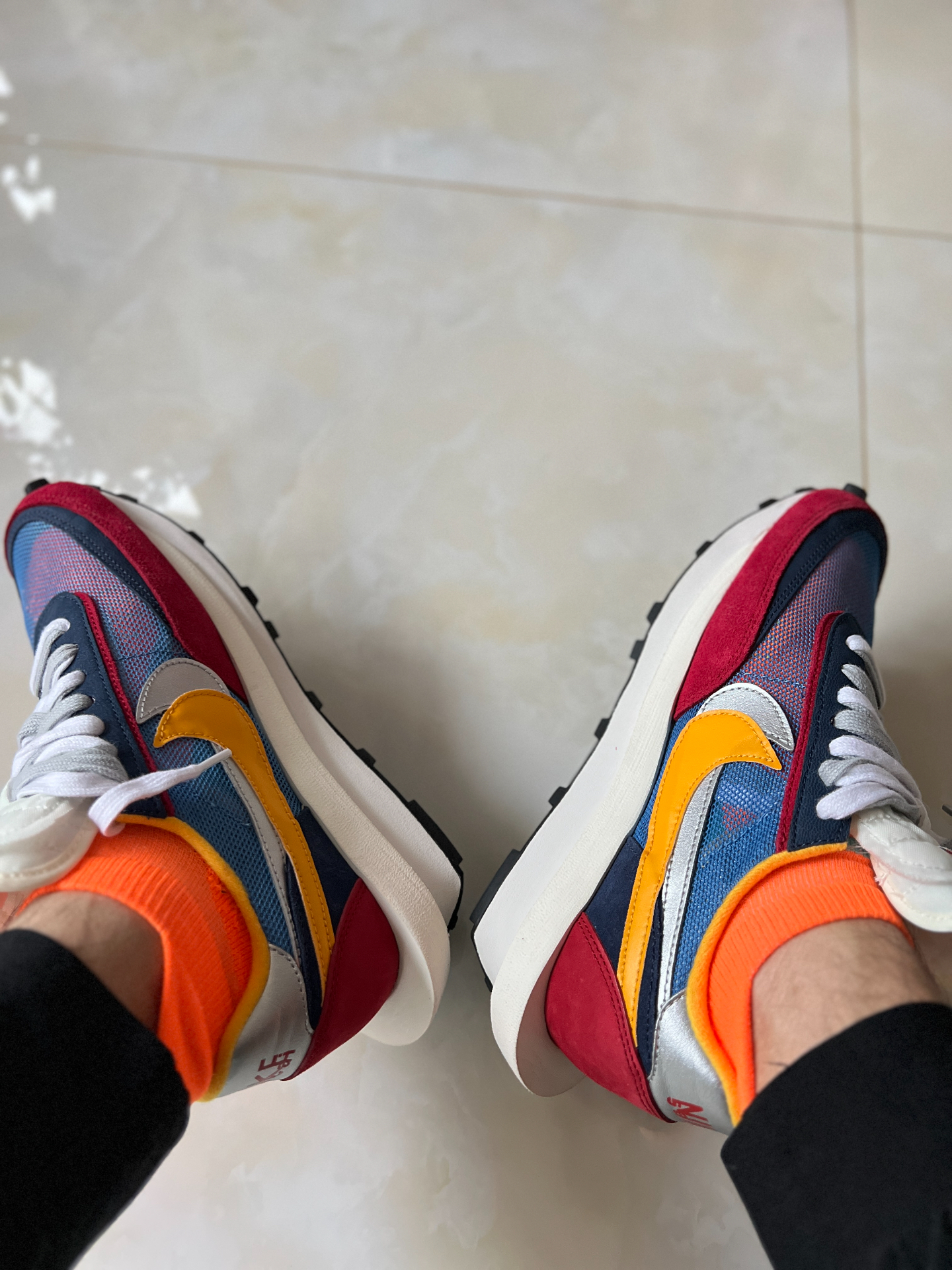 custom review-Sacai X Nike LDWaffle Low Повседневная обувь Унисекс Красная Синяя