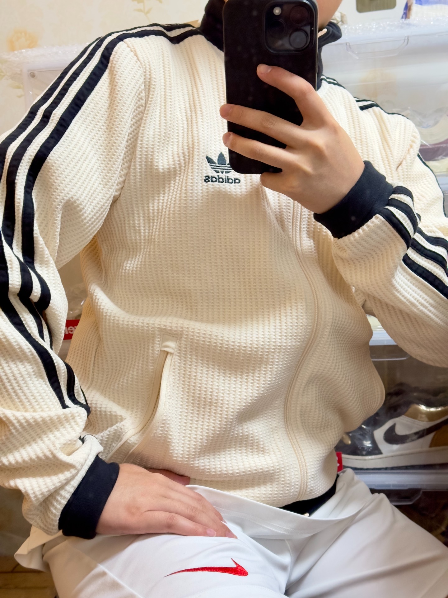 custom review-Adidas Originals Clover Series Outfit Jacket Unisex Wonder White