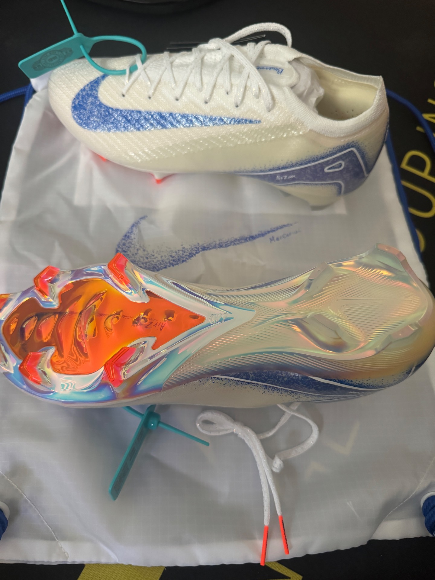 custom review-Nike Mercurial Vapor 16 Elite FG Твердый Грунт Футбольные Бутсы Унисекс Белый Синий