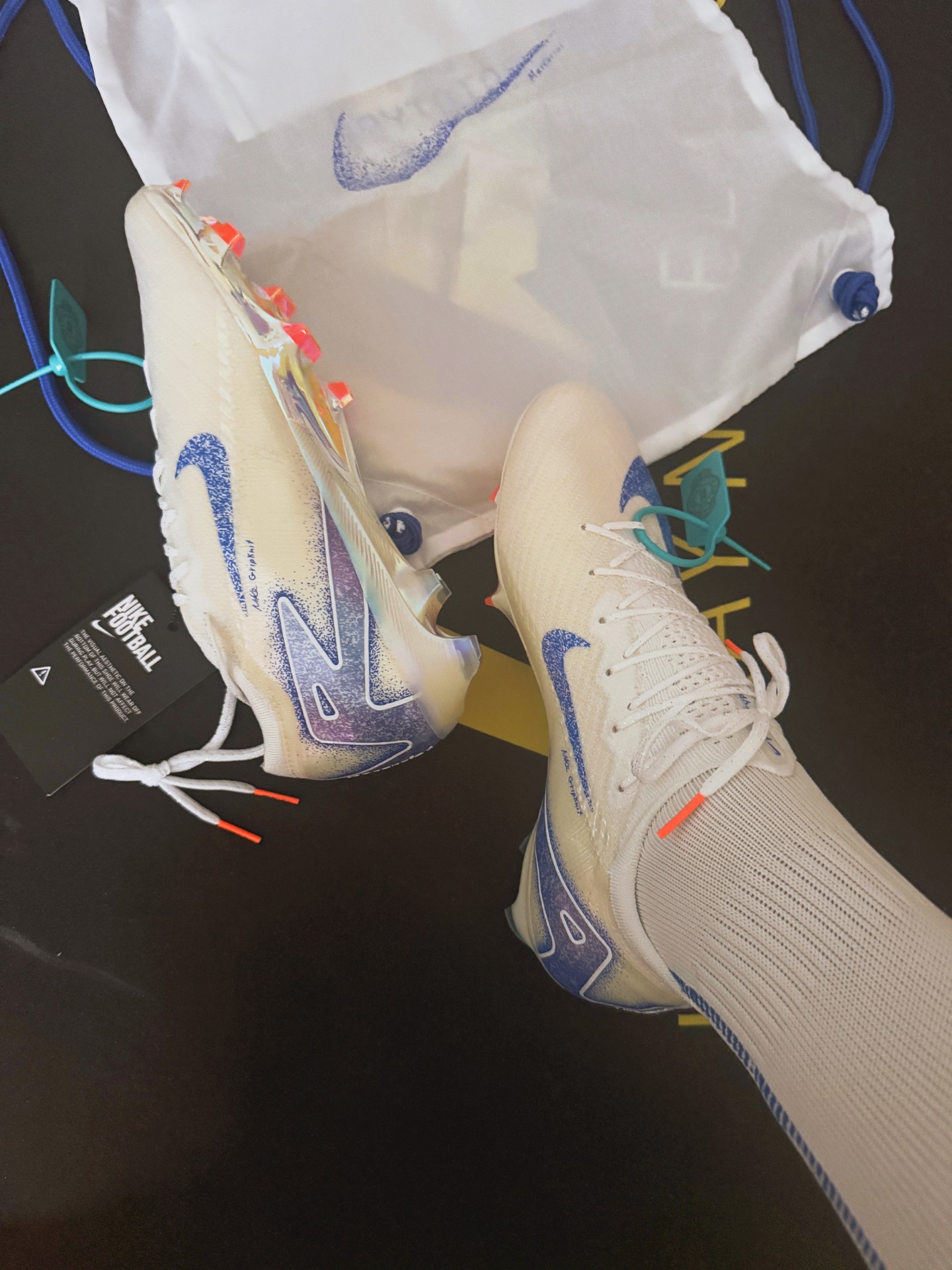 custom review-Nike Mercurial Vapor 16 Elite FG Твердый Грунт Футбольные Бутсы Унисекс Белый Синий