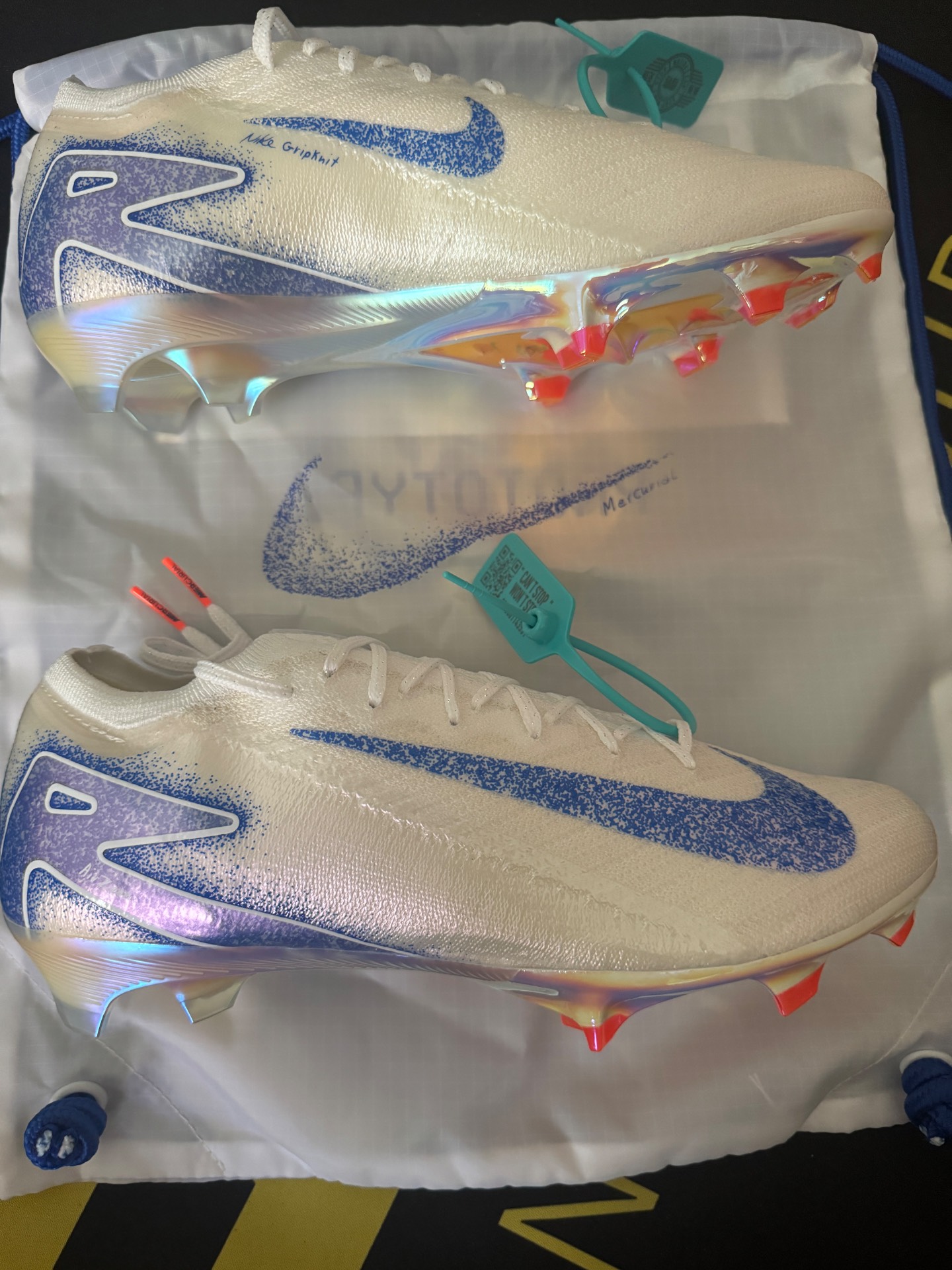 custom review-Nike Mercurial Vapor 16 Elite FG Твердый Грунт Футбольные Бутсы Унисекс Белый Синий