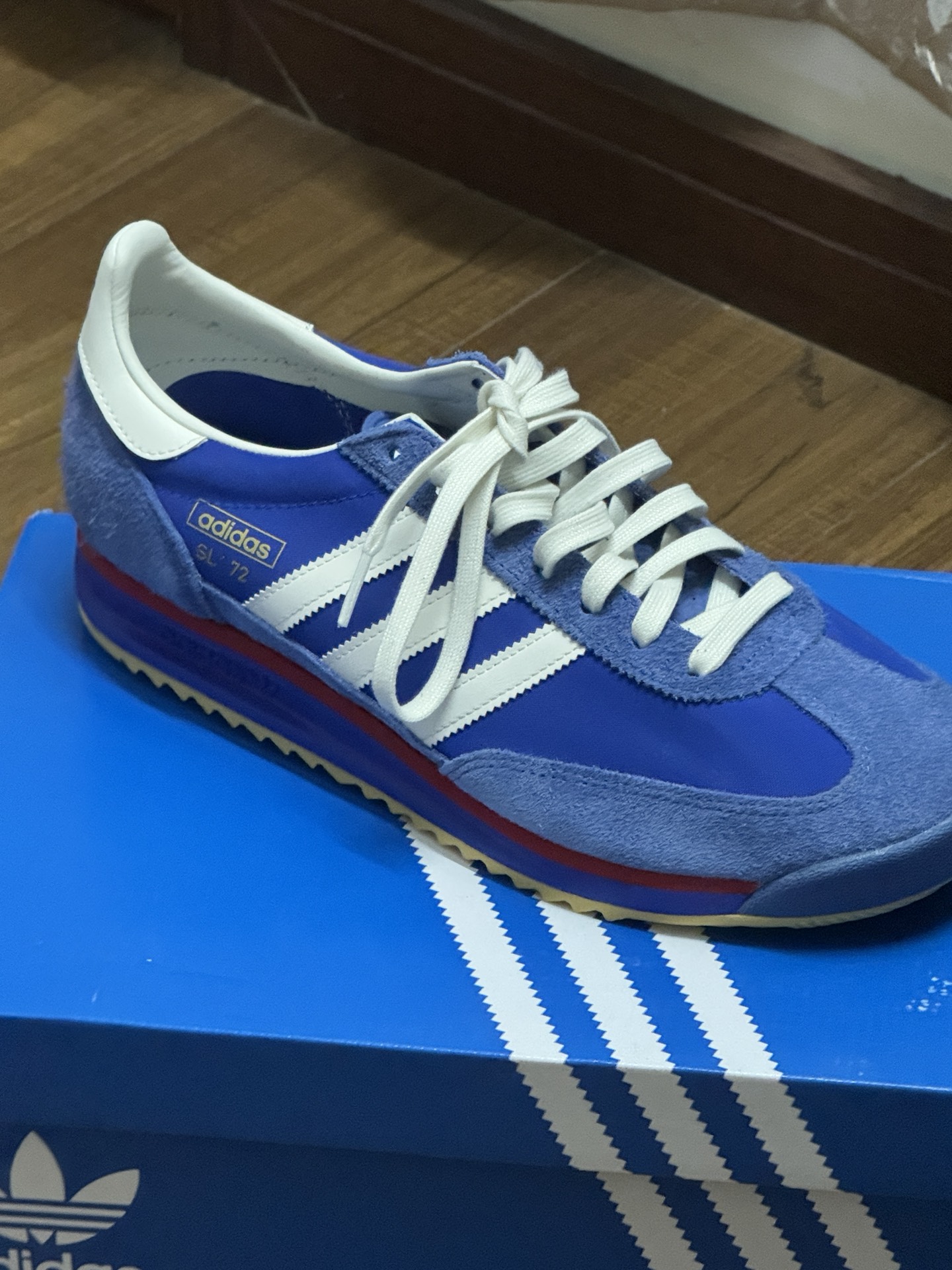 custom review-Adidas Originals SL 72 RS Slip-Resistant Низкий Топ Повседневная Обувь Унисекс Синий Белый