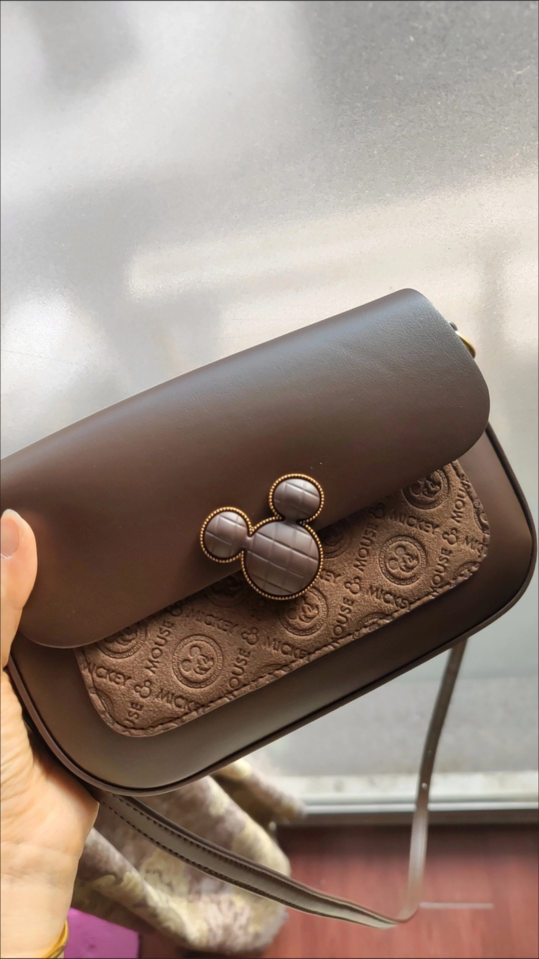 custom review-Disney Mickey Mouse ПУ (полиуретан) Сумка через плечо Стандартная Женская Темно-Кофейный