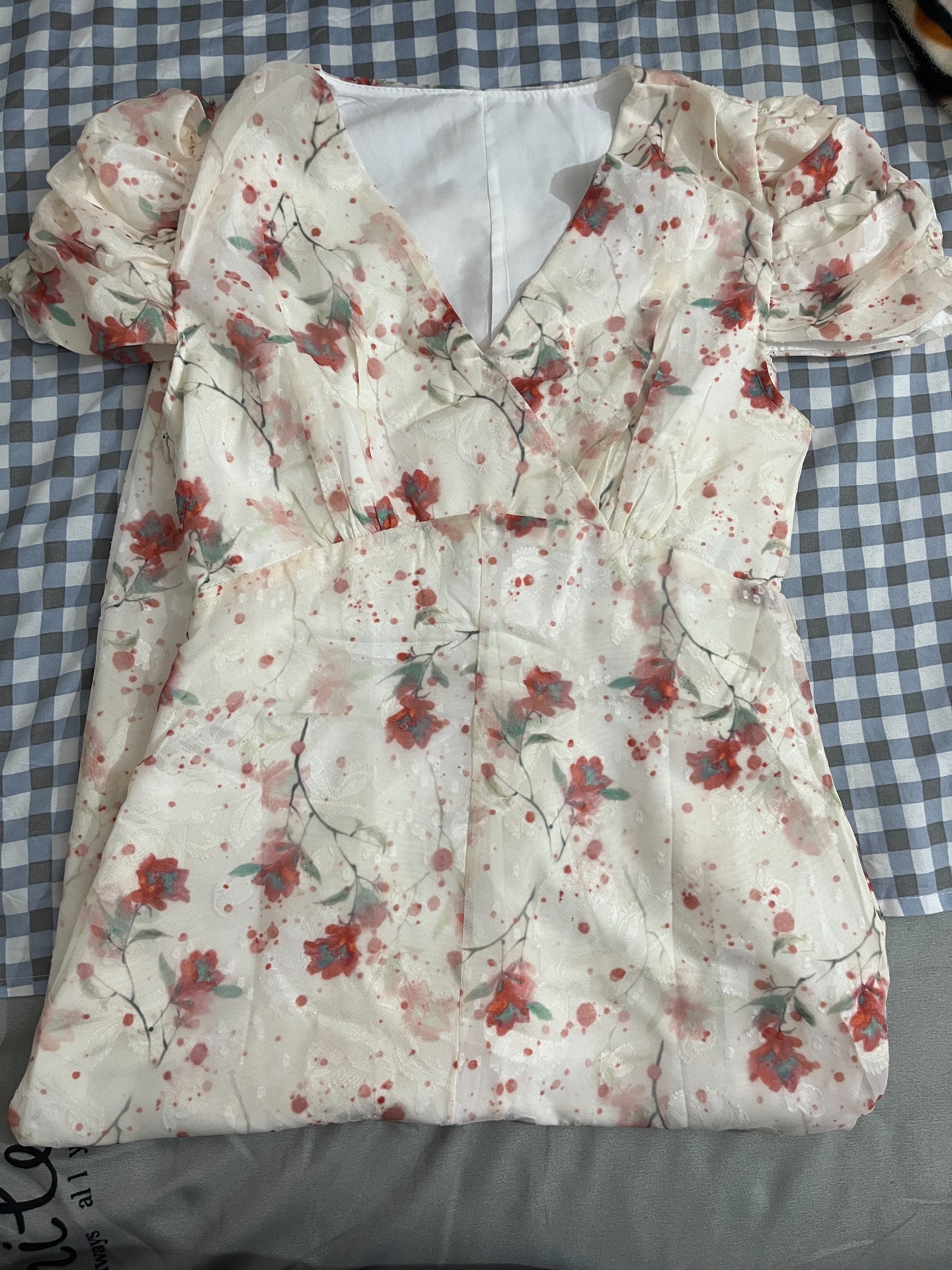 custom review-PAVLISOVA Короткое платье с короткими рукавами женский с узором "Branching Бегония"