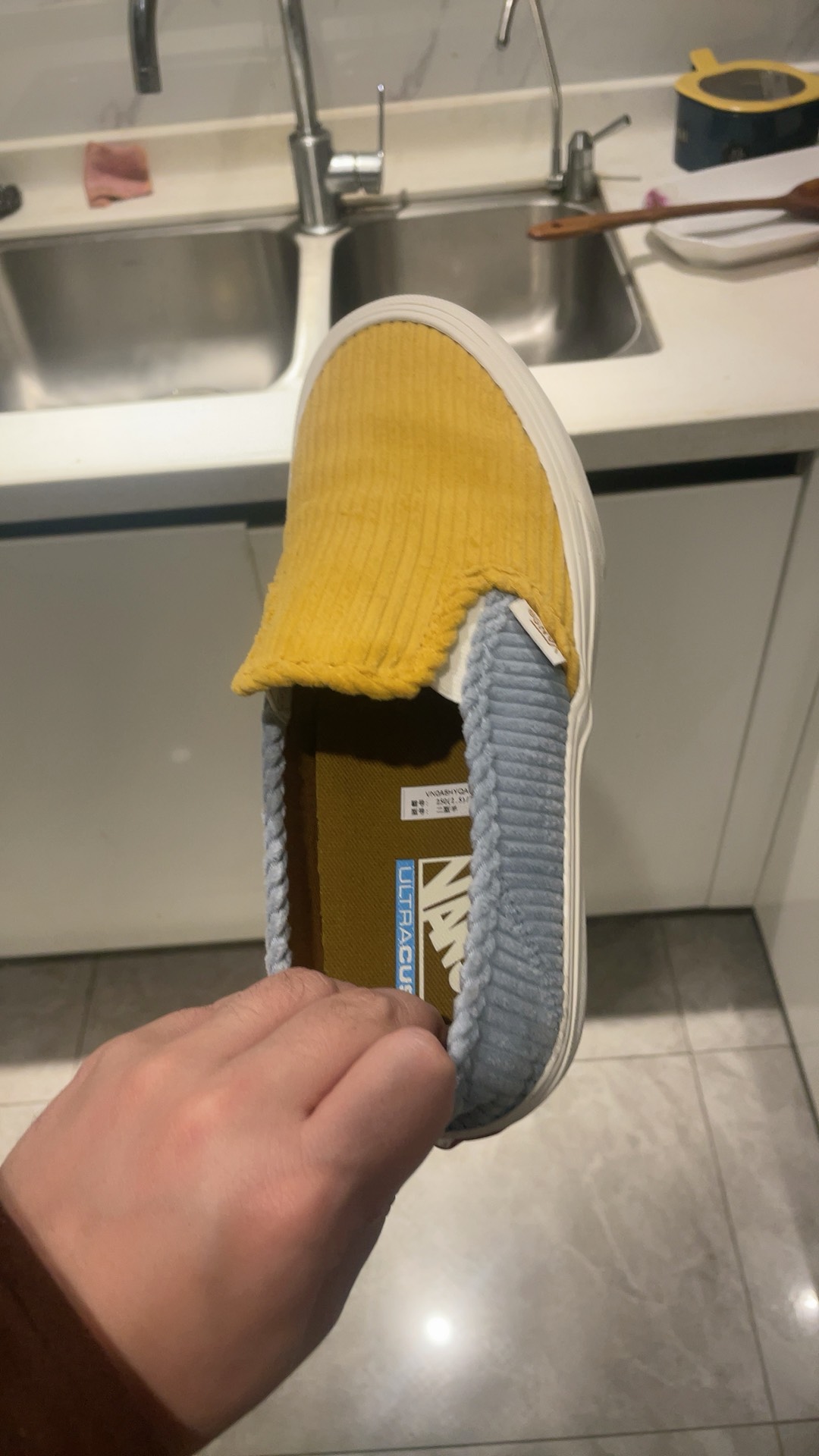 custom review-VANS Slip-on Легкий Низкий Топ Скейтборд Кроссовки Унисекс Желтый Синий