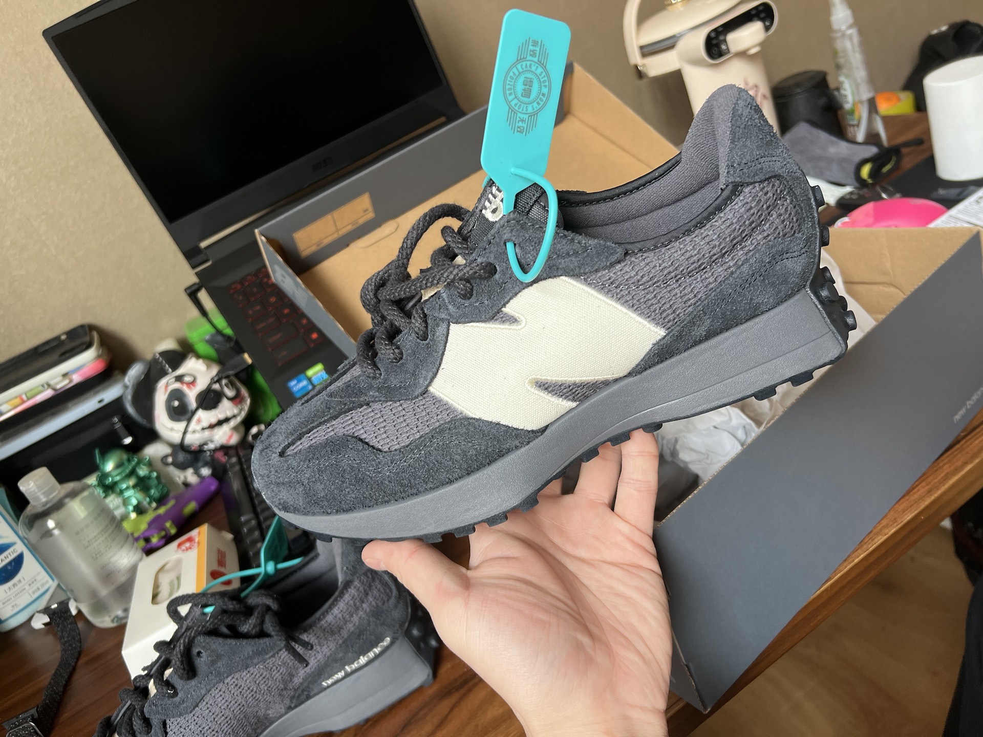 custom review-New Balance NB 327 Легкий Низкий Топ Беговые Кроссовки Унисекс Черный Серый