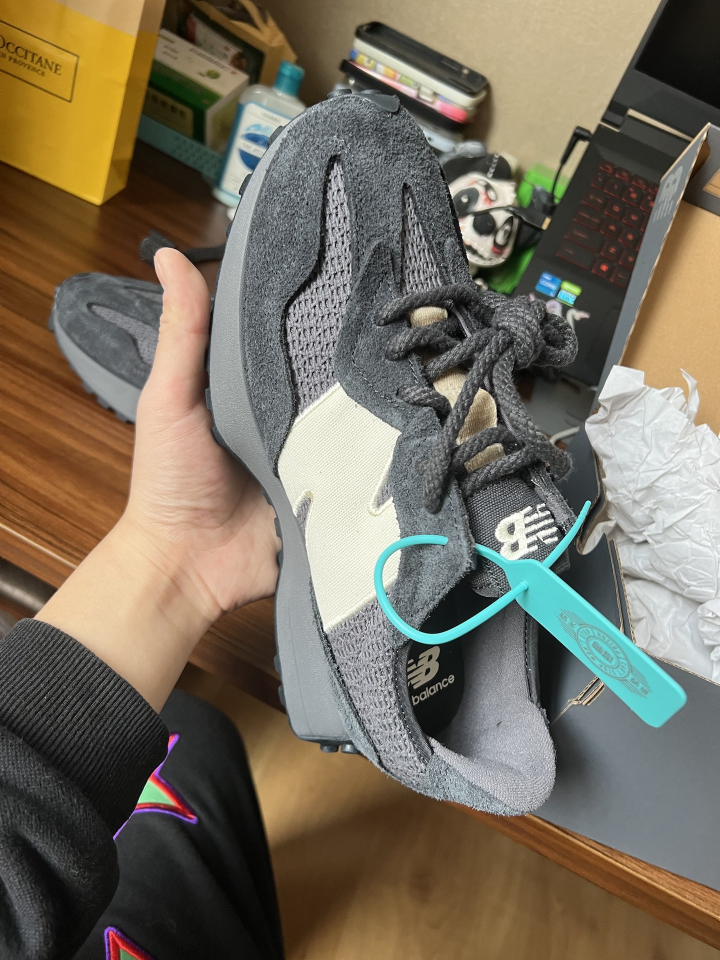 custom review-New Balance NB 327 Легкий Низкий Топ Беговые Кроссовки Унисекс Черный Серый