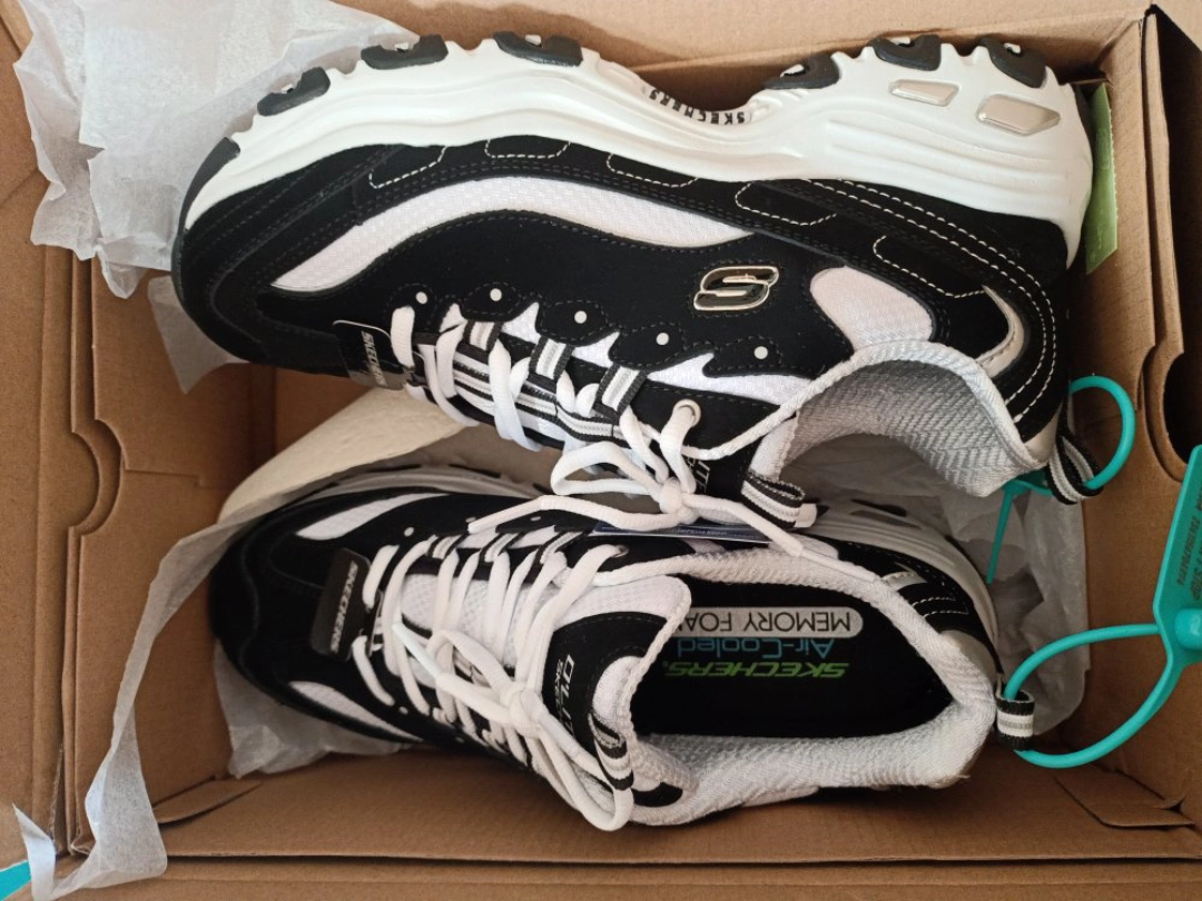 custom review-Skechers D'LITES 1,0 Дышащий Легкий Увеличение Высоты Низкий Топ Кроссовки Мужские Белый Черный