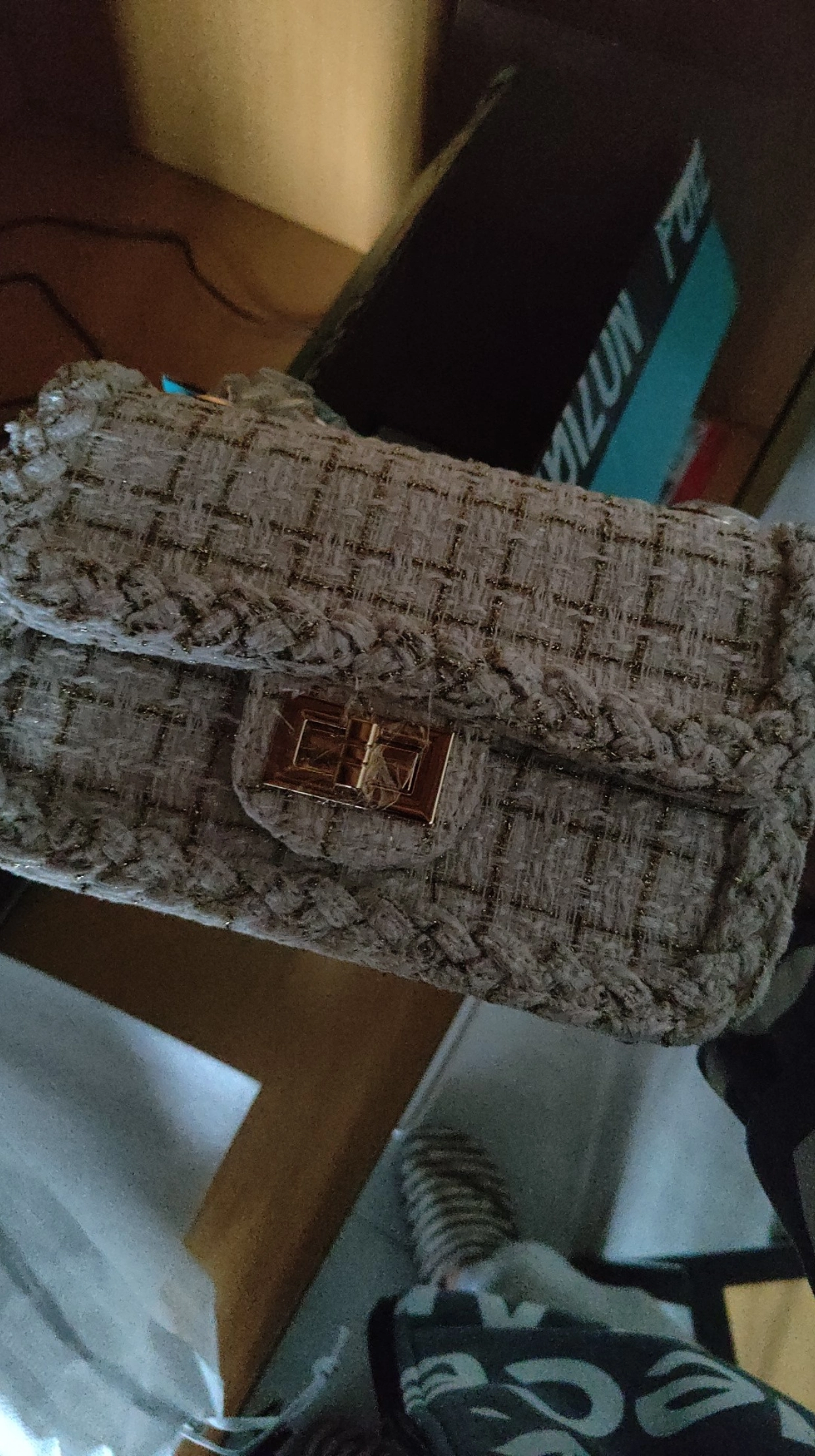 custom review-JACD Твидовая сумка через плечо маленькая Женская белая черная