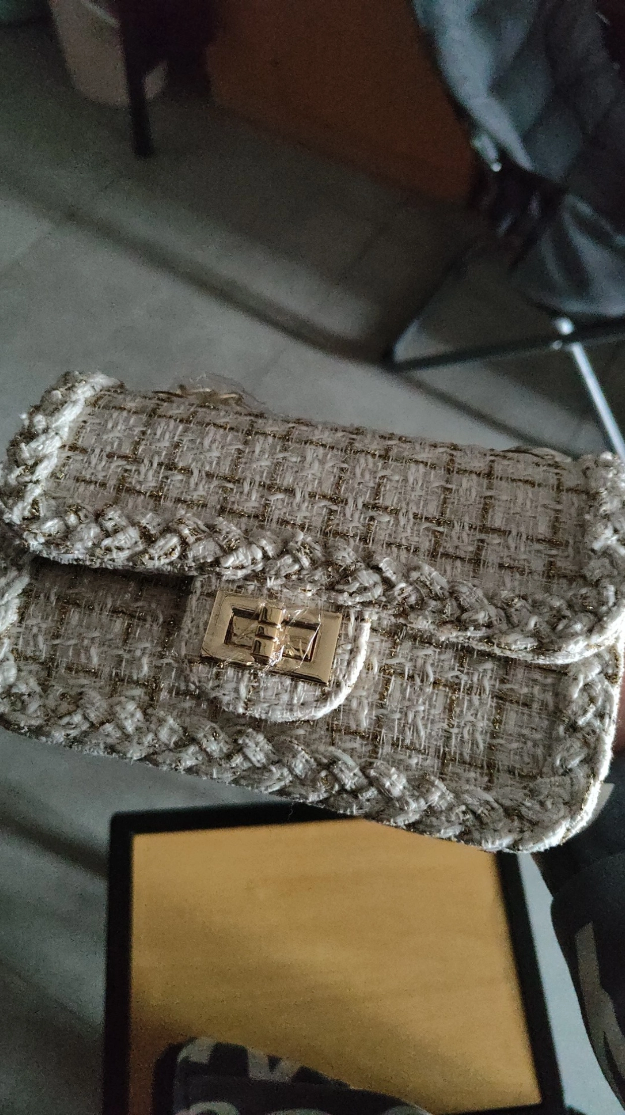 custom review-JACD Твидовая сумка через плечо маленькая Женская белая черная