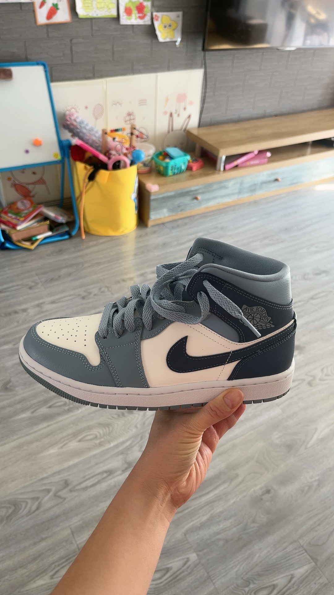 custom review-Air Jordan 1 Mid Sail Diffused Blue Women's