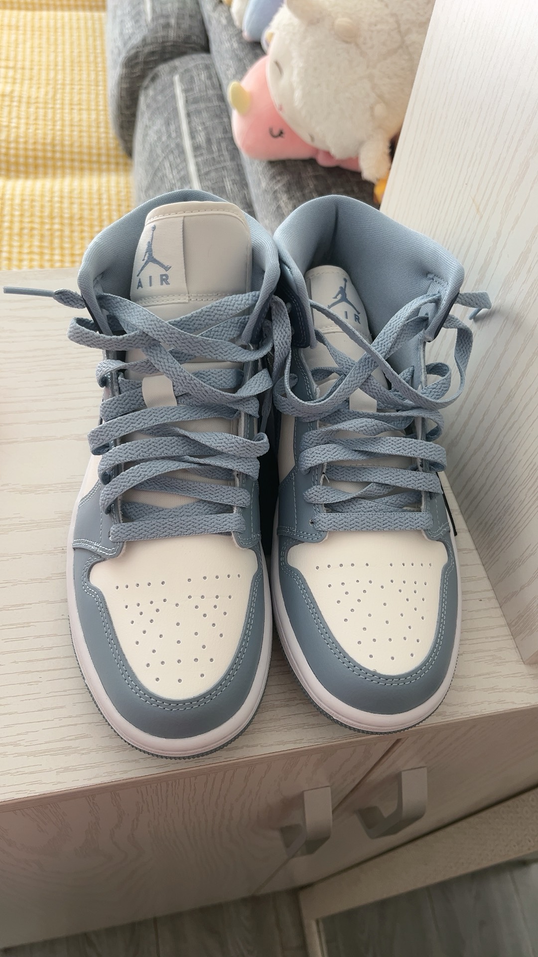 custom review-Air Jordan 1 Mid Sail Diffused Blue Women's