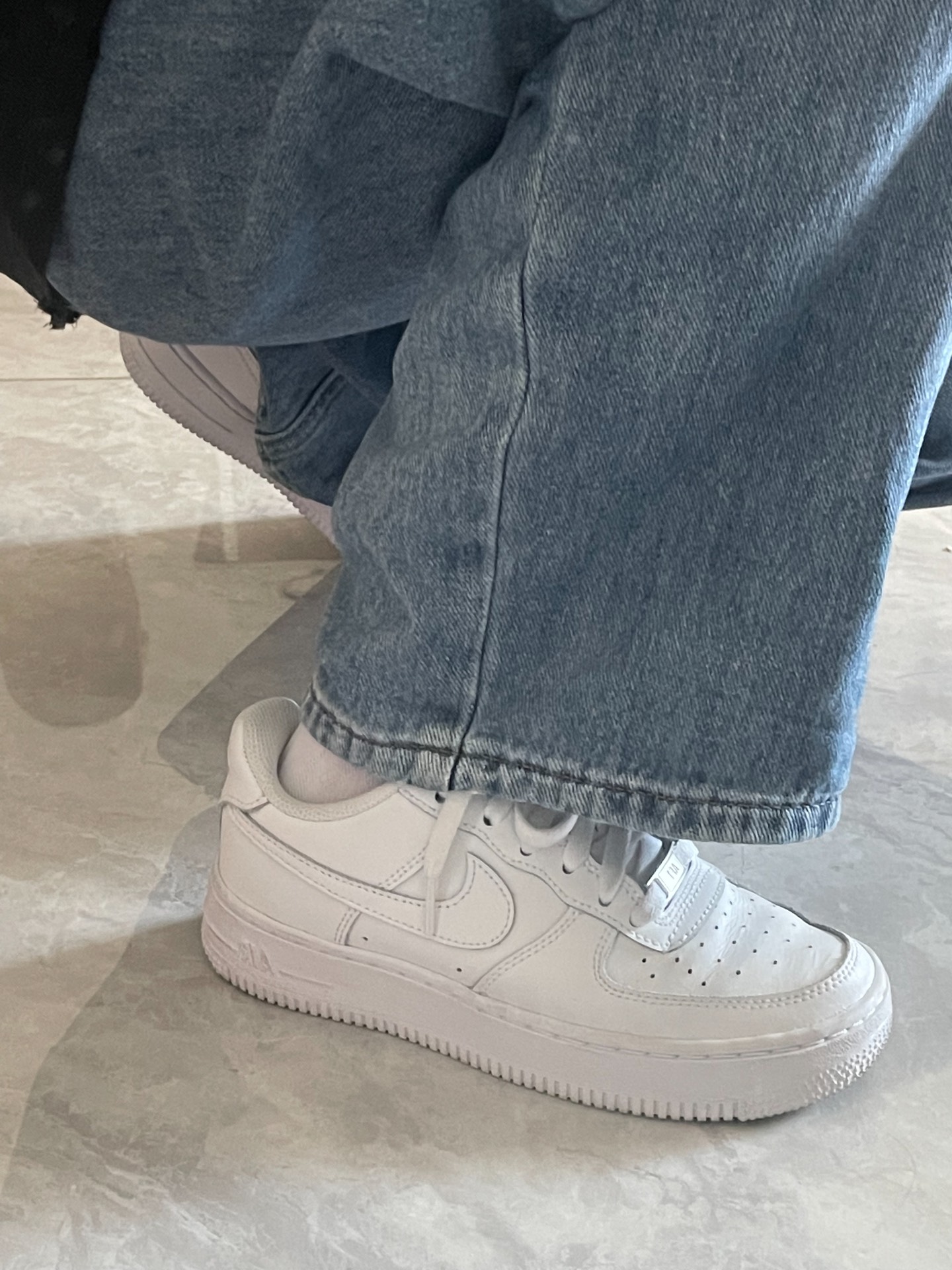 custom review-Nike Kids Air Force 1 Low LE 'White On White' Sneakers