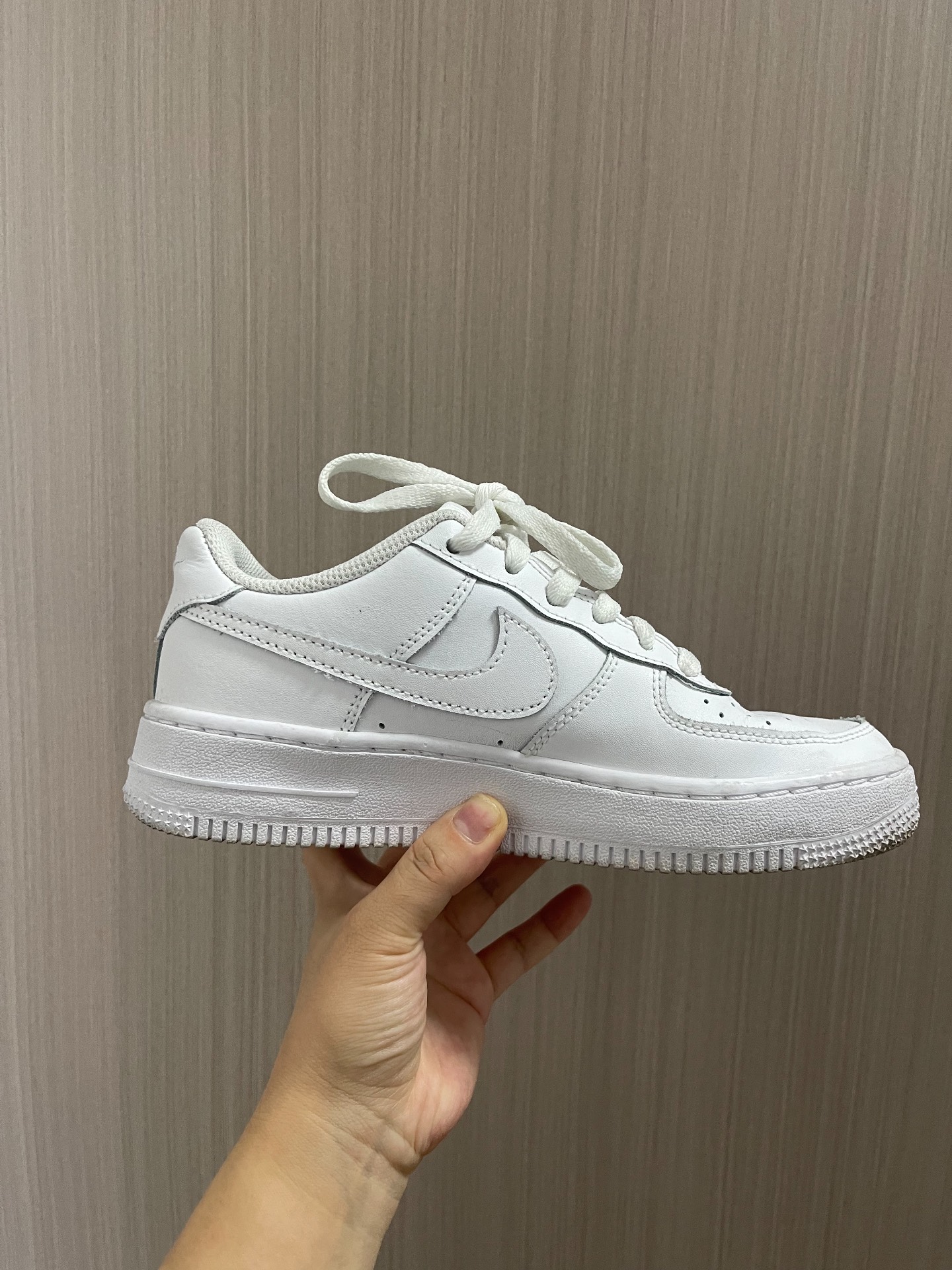 custom review-Nike Kids Air Force 1 Low LE 'White On White' Sneakers