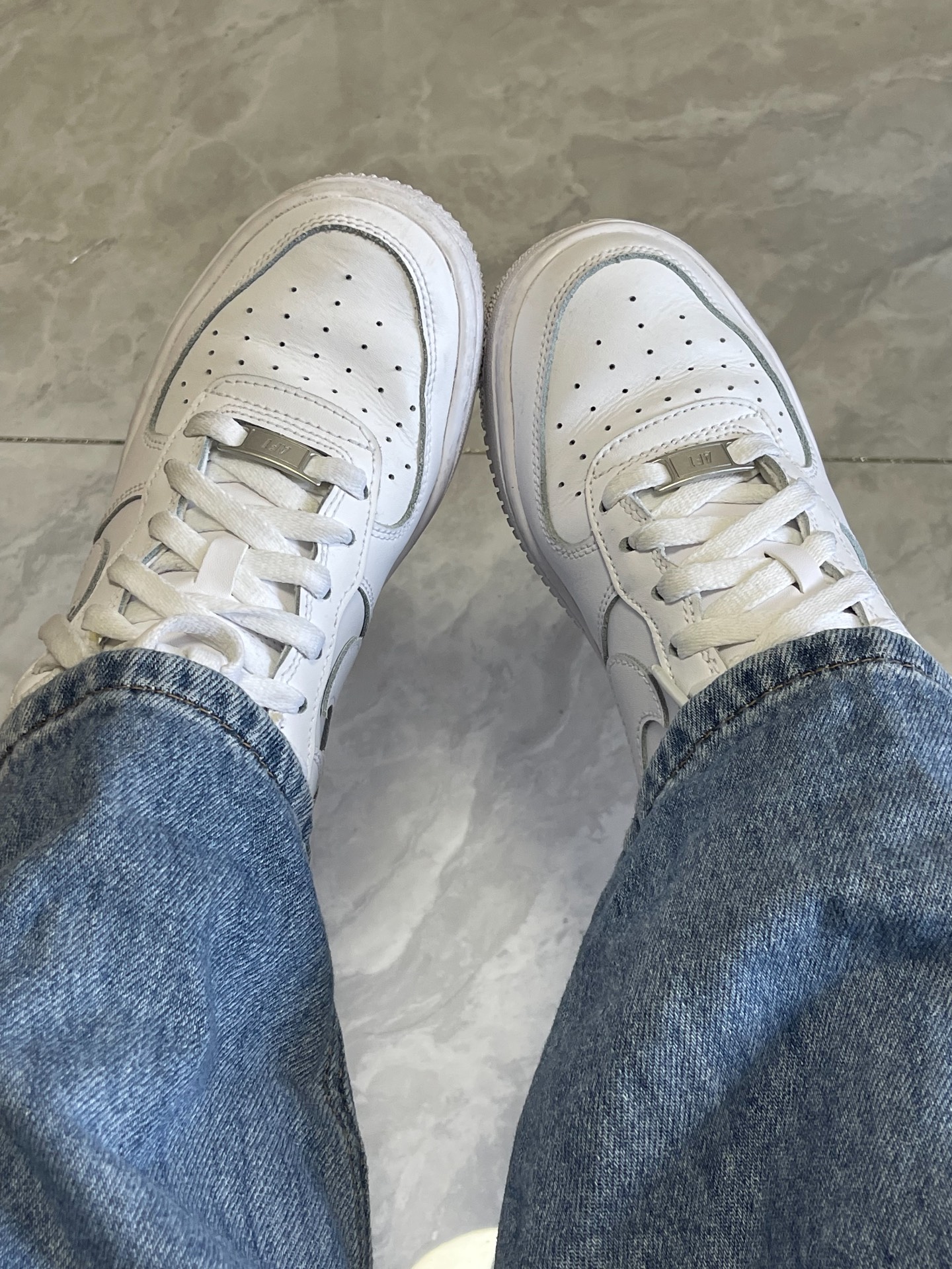 custom review-Nike Kids Air Force 1 Low LE 'White On White' Sneakers