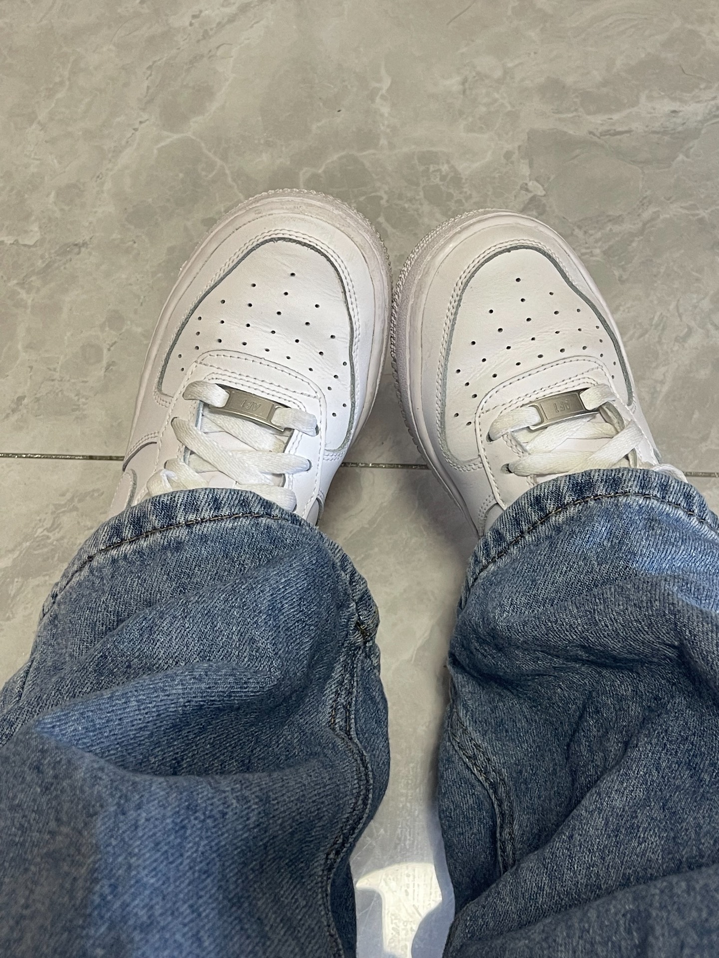 custom review-Nike Kids Air Force 1 Low LE 'White On White' Sneakers