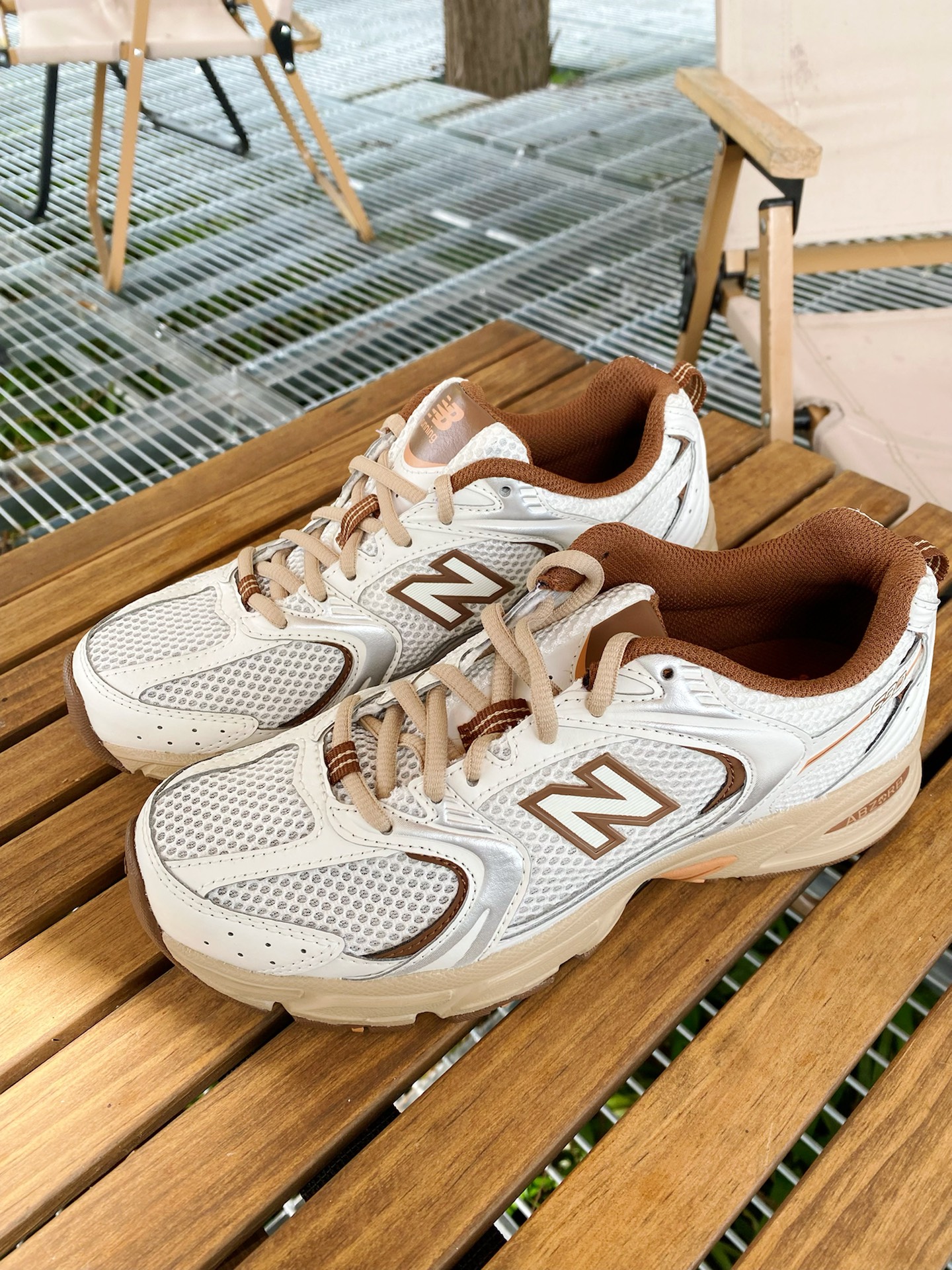 custom review-New Balance NB 530 Беговые кроссовки Низкий верх Белый Коричневый Унисекс