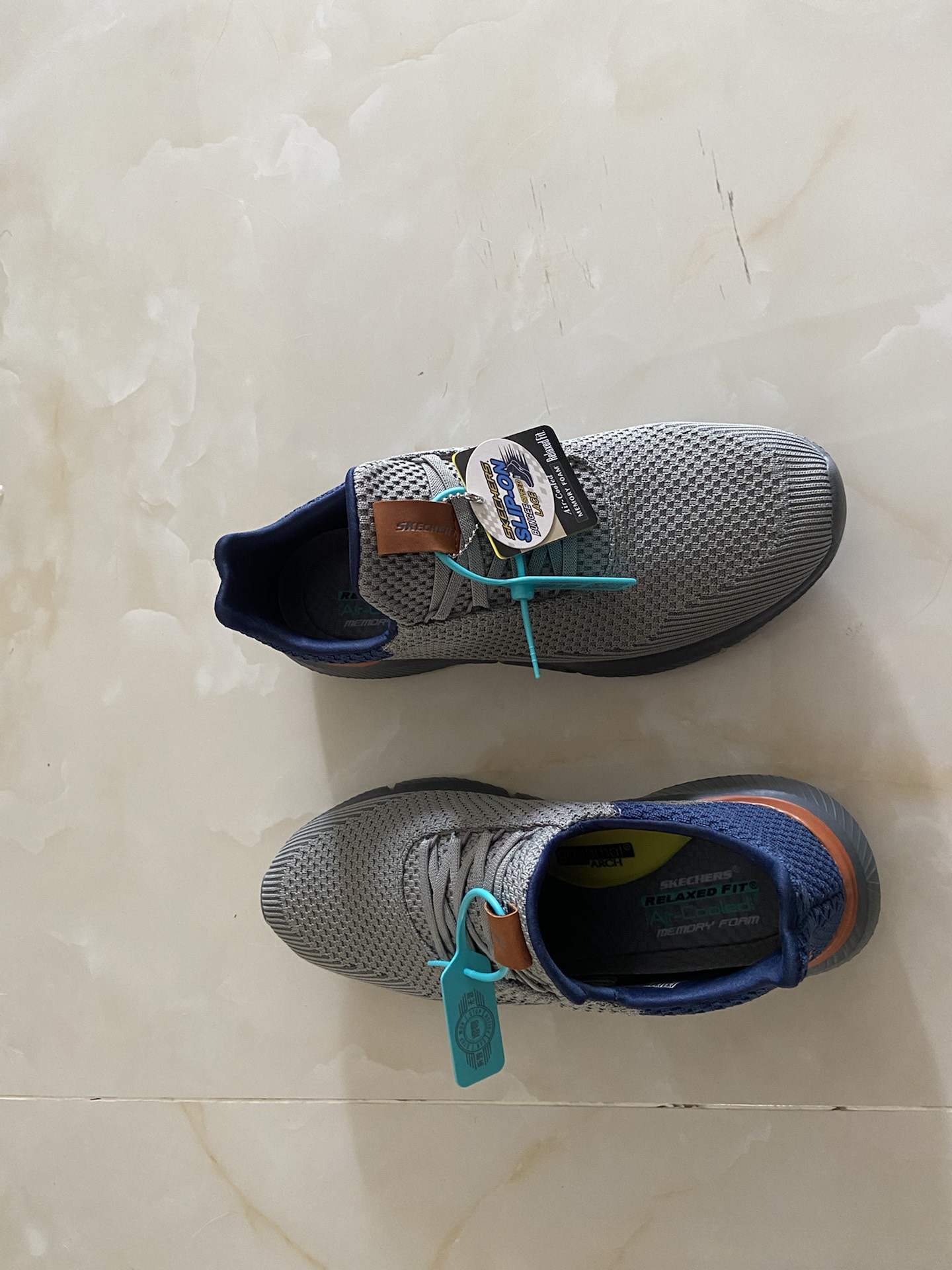 custom review-Skechers Ingram Low Top Беговые кроссовки Мужские Серый Синий