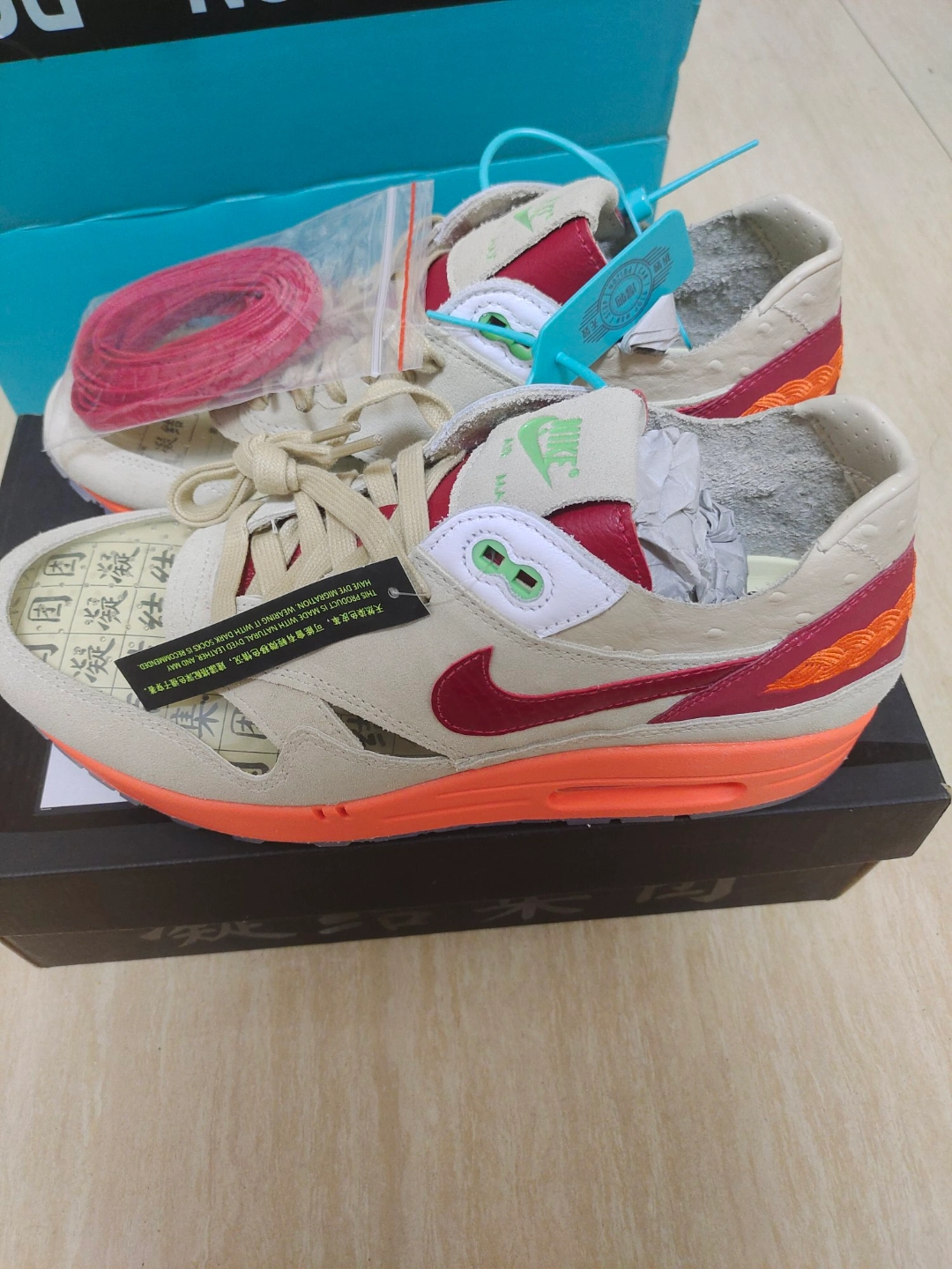 custom review-CLOT x Nike Air Max 1 Устойчивый к истиранию Низкий Топ Повседневные Беговые кроссовки Унисекс Коричневый Красный