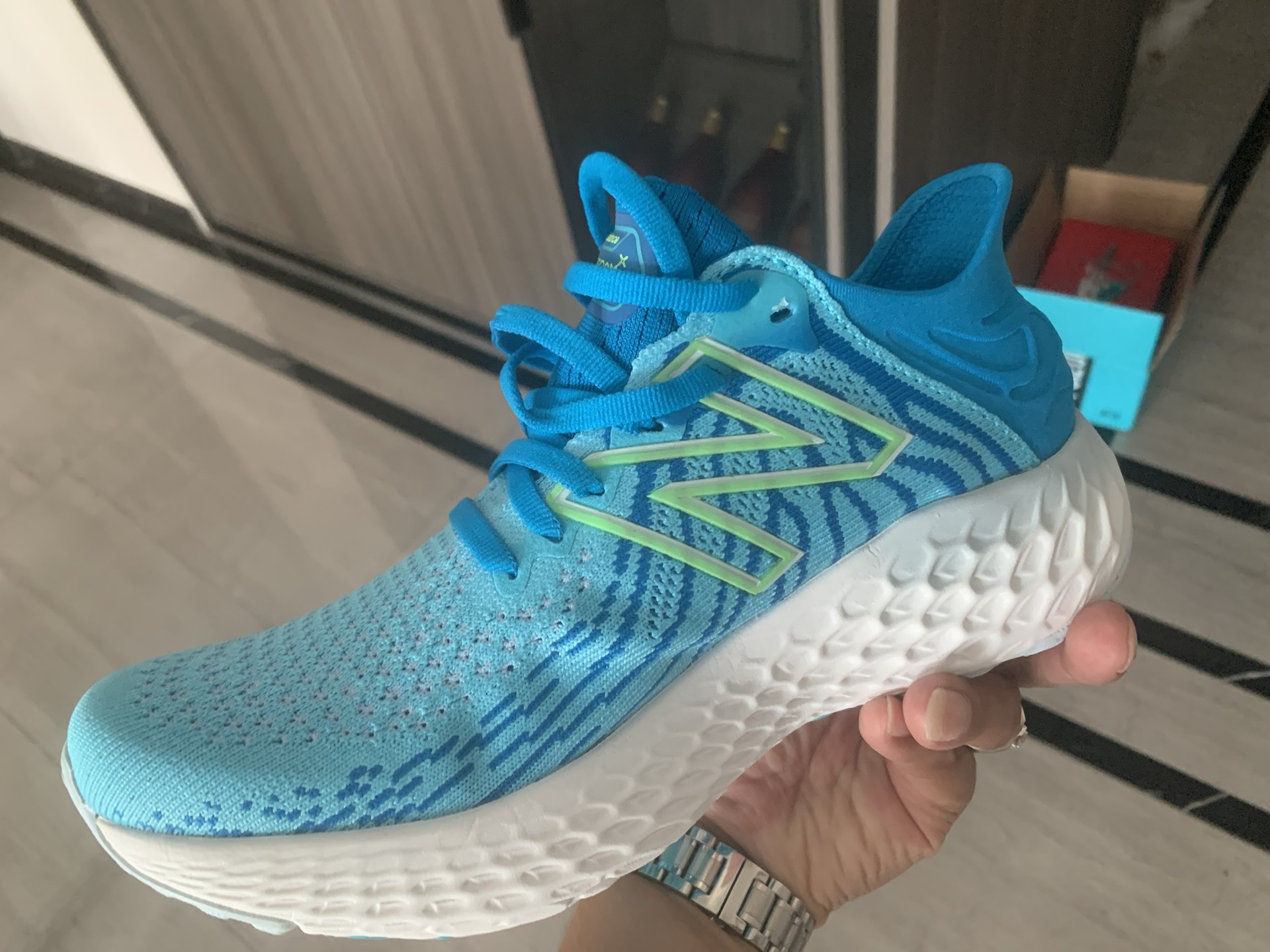 custom review-New Balance совместный бренд 1080 Low Top Марафон Беговые кроссовки Женские Небесно-голубой