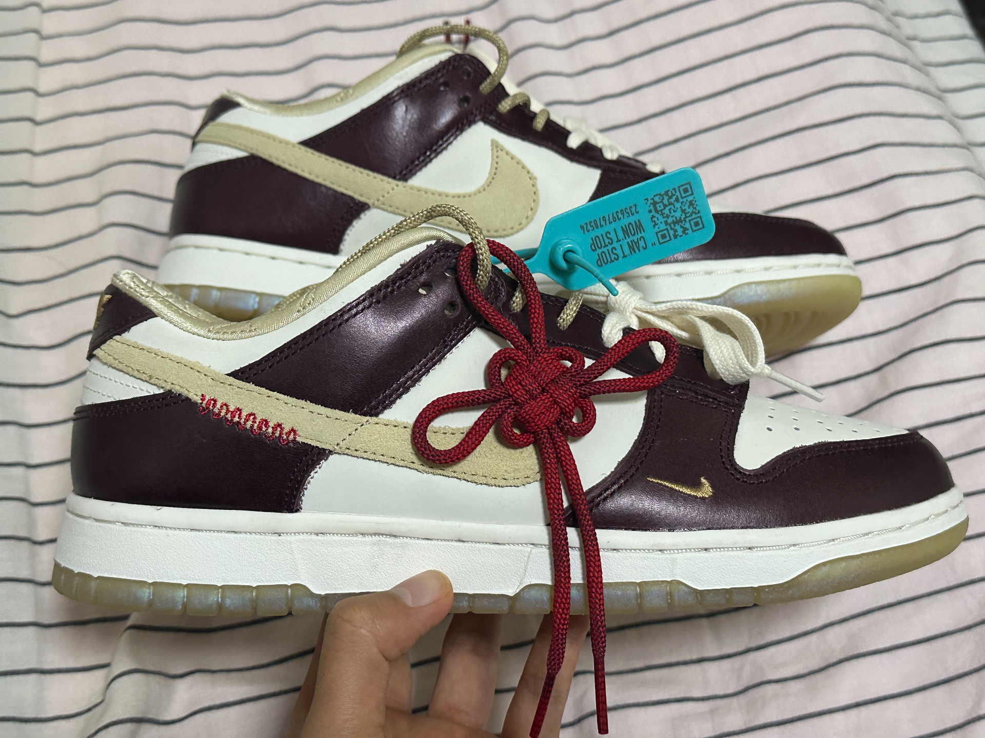 custom review-Nike Dunk Slip Resistant Abrasion Resistant Низкие Кроссовки для скейтбординга Женские Белые Золото Красный