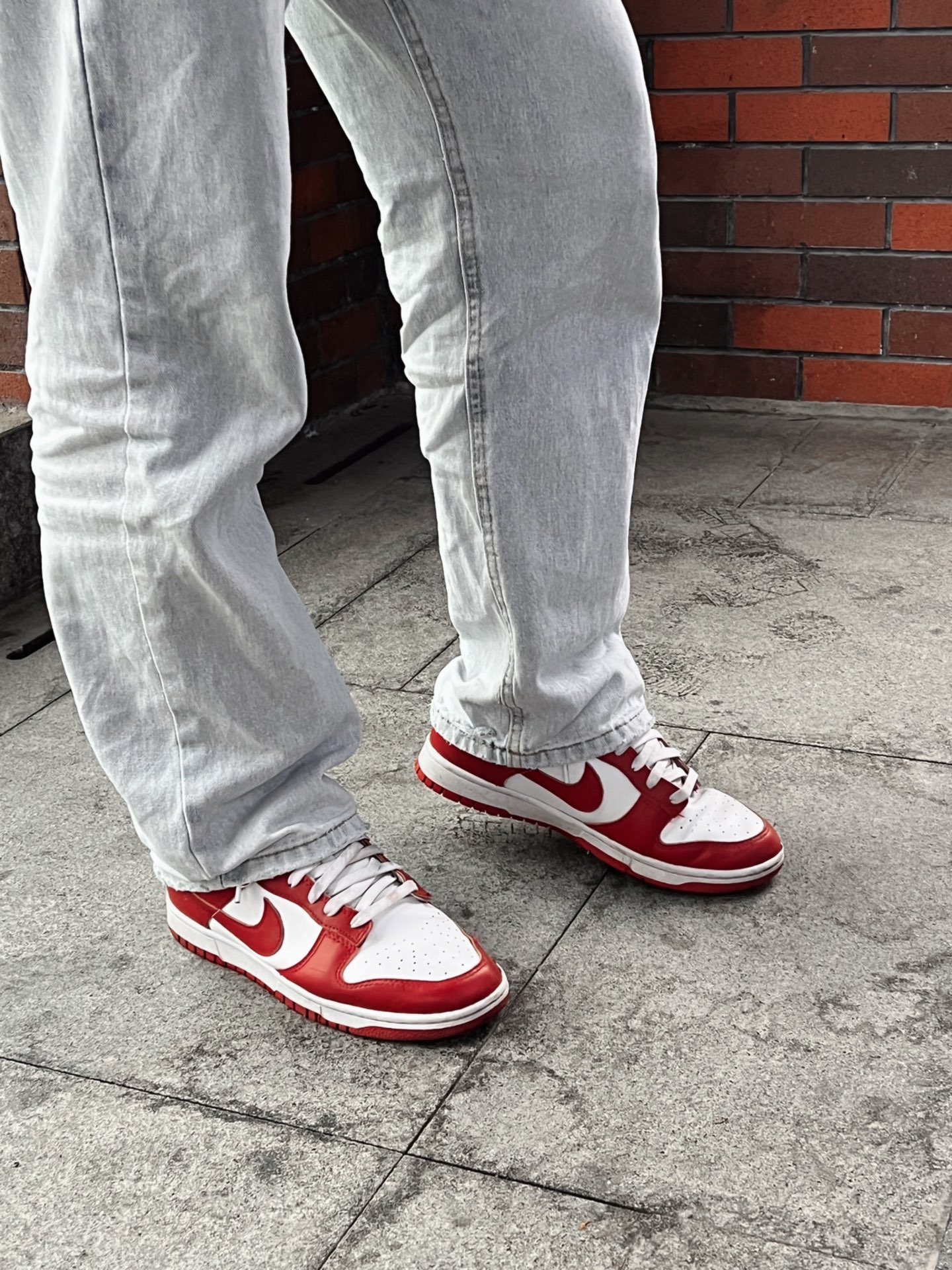 dunk low championship red on feet