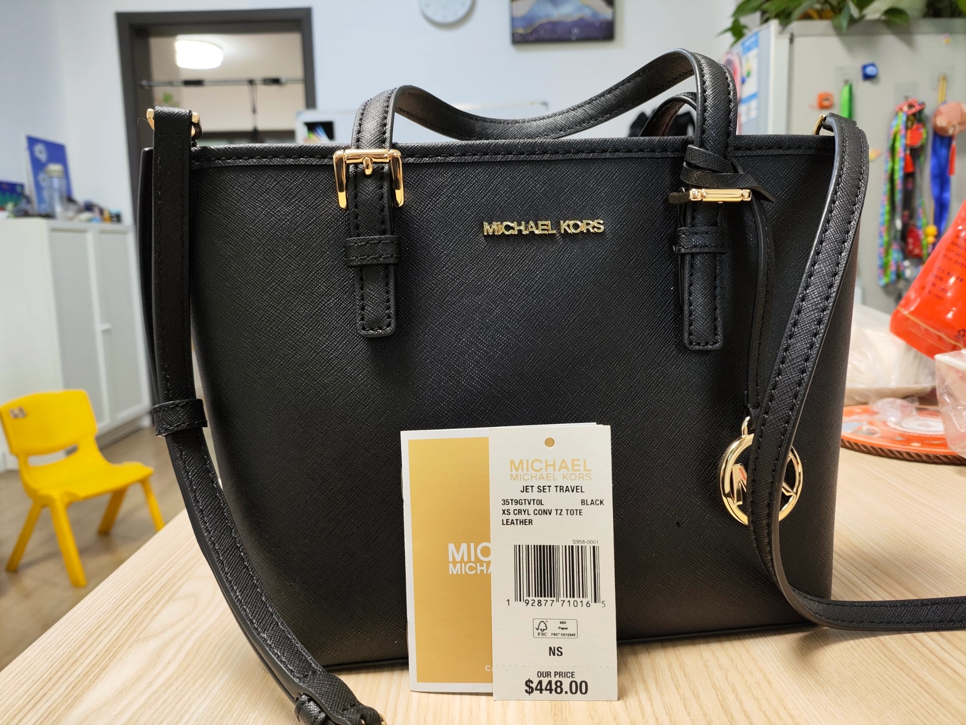 custom review-MICHAEL KORS Jet Set Сумка из коровьей кожи Сумка для покупок Сумка через плечо Маленькая женская Чисто черная