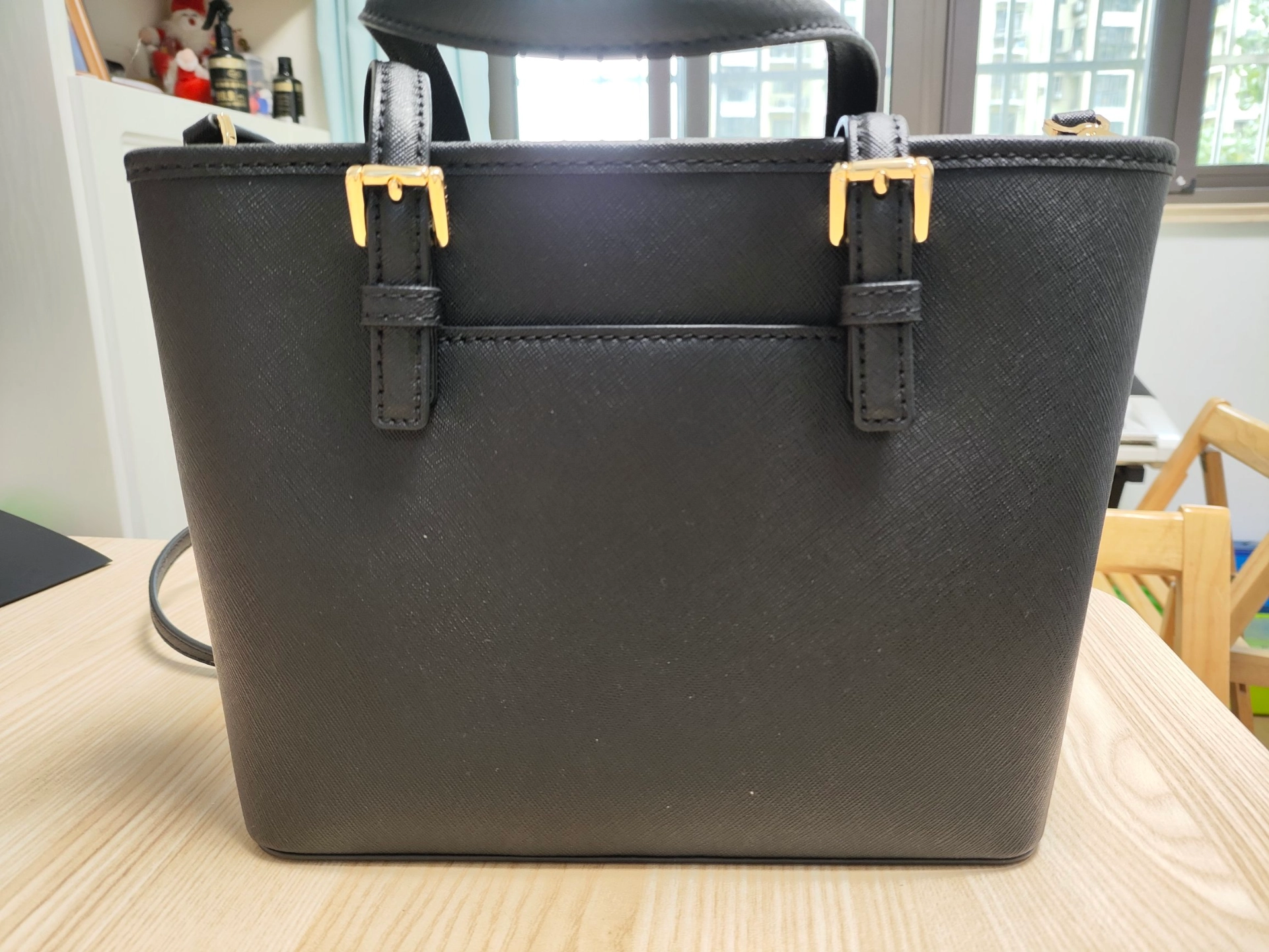 custom review-MICHAEL KORS Jet Set Сумка из коровьей кожи Сумка для покупок Сумка через плечо Маленькая женская Чисто черная