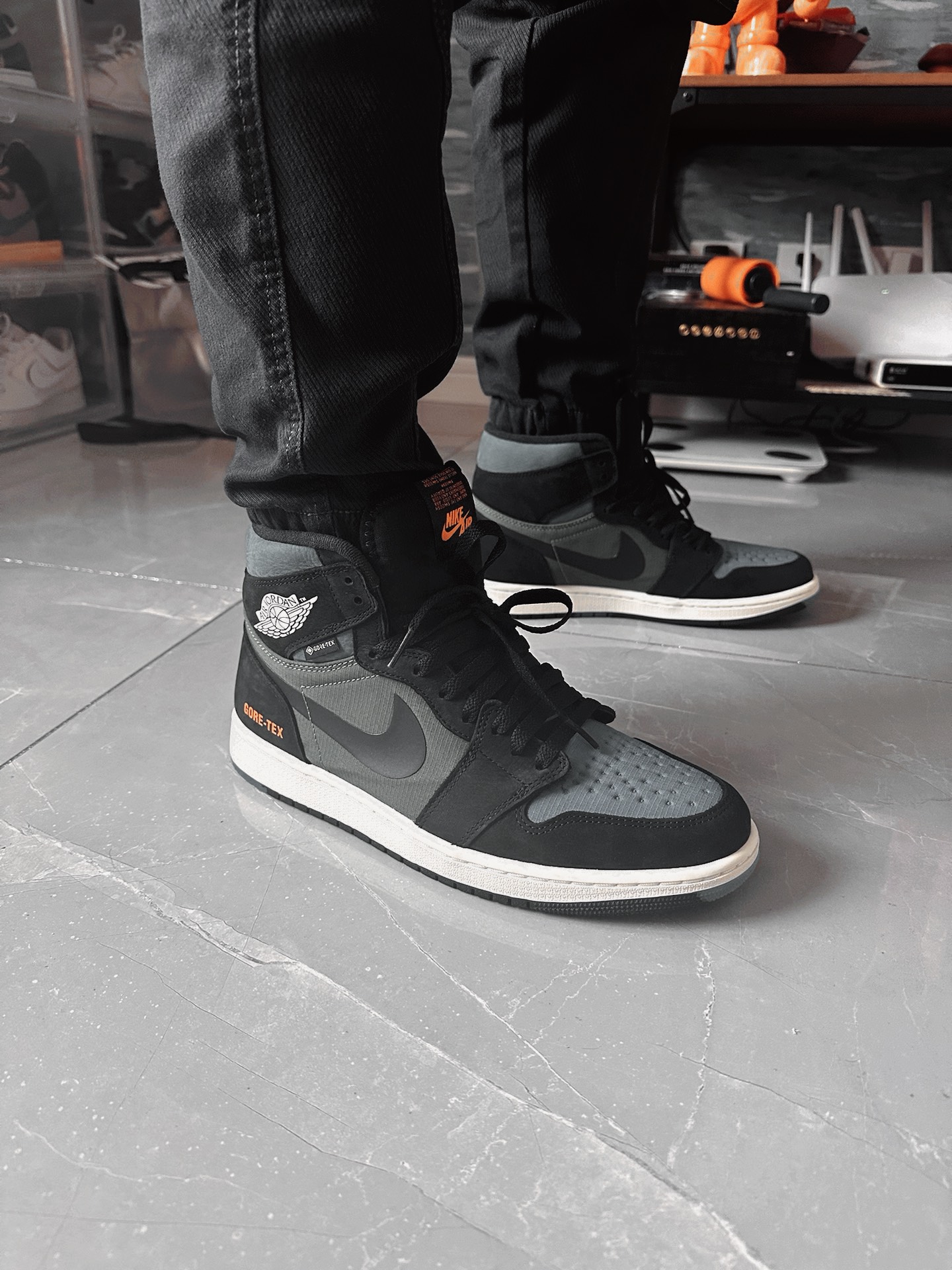 custom review-Jordan Air Jordan 1 Элемент 'Черный оливковый' Высокий топ Винтажные баскетбольные кроссовки Мужской Черный Зеленый