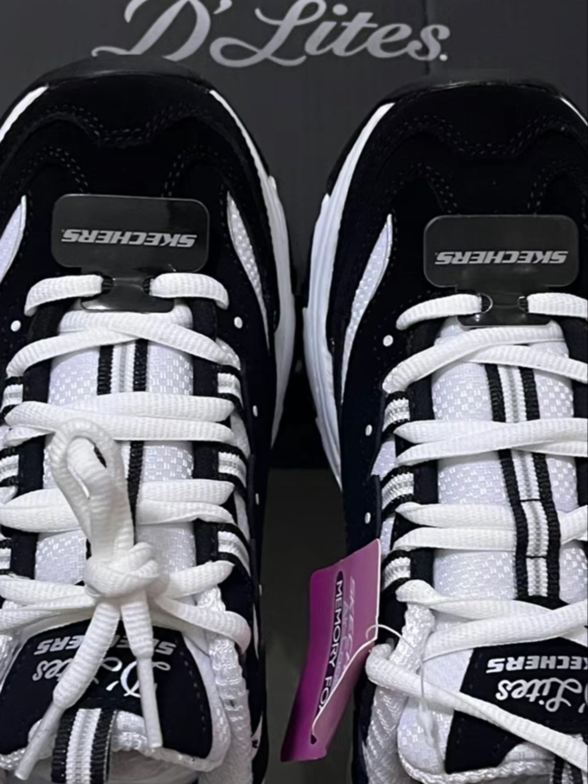 custom review-Skechers D'LITES 1,0 Легкий визуально увеличивает рост Низкий топ Телесный цвет Женские Черный белый