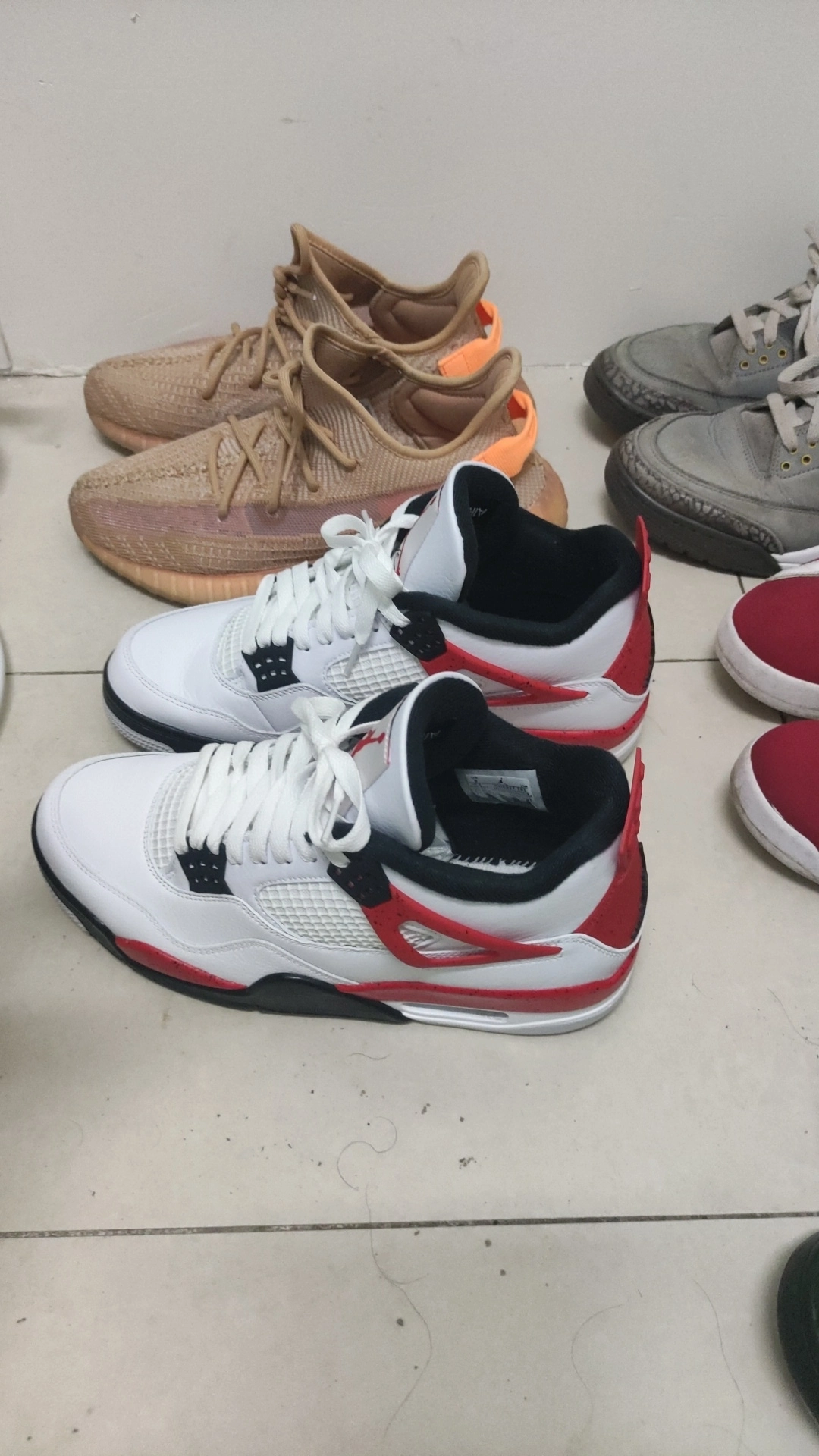 custom review-Jordan Air Джордан 4 'Нейтральный серый Красный Цементный MID Топ Винтажные баскетбольные кроссовки Мужской Белый черный красный