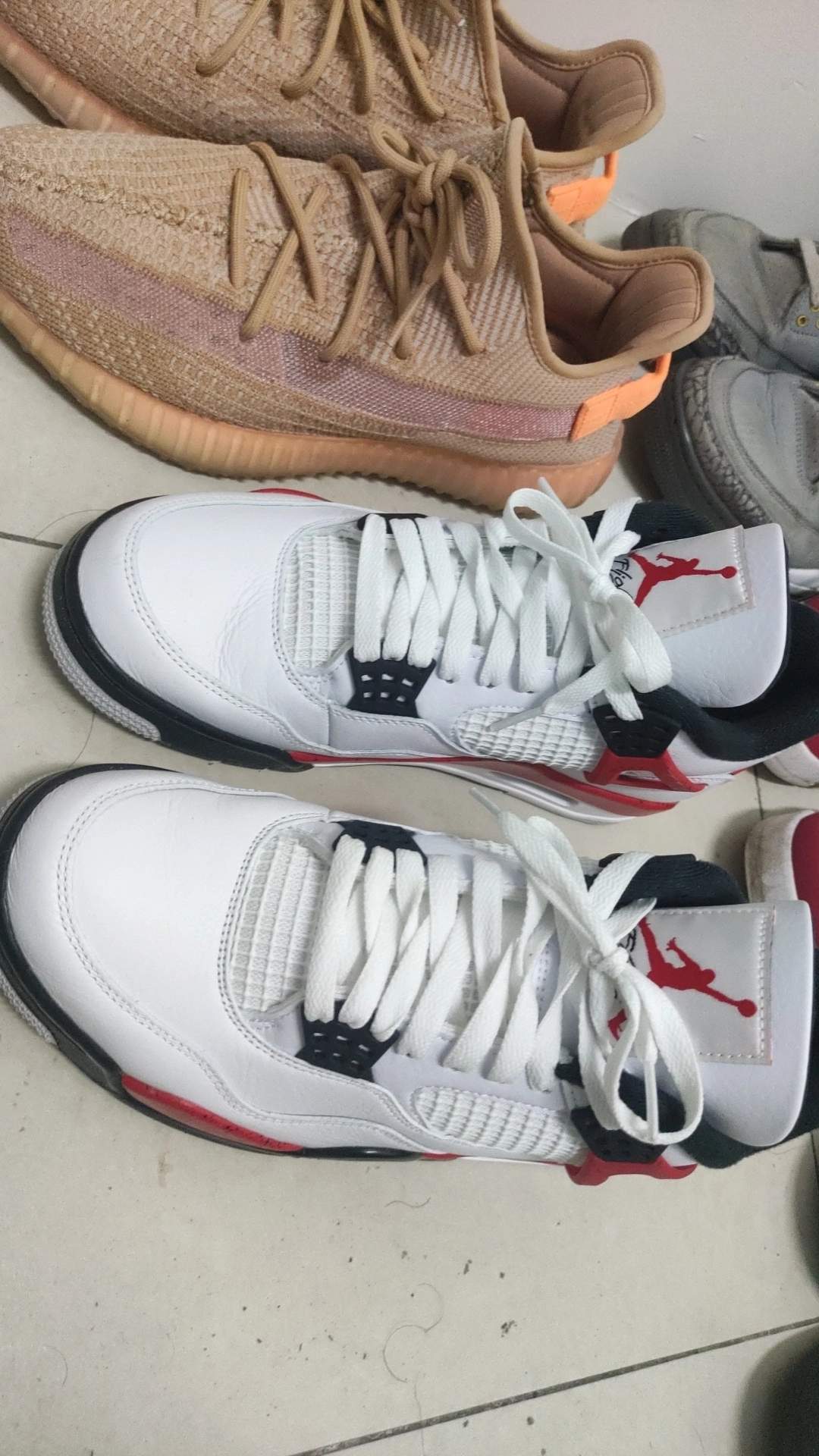 custom review-Jordan Air Джордан 4 'Нейтральный серый Красный Цементный MID Топ Винтажные баскетбольные кроссовки Мужской Белый черный красный