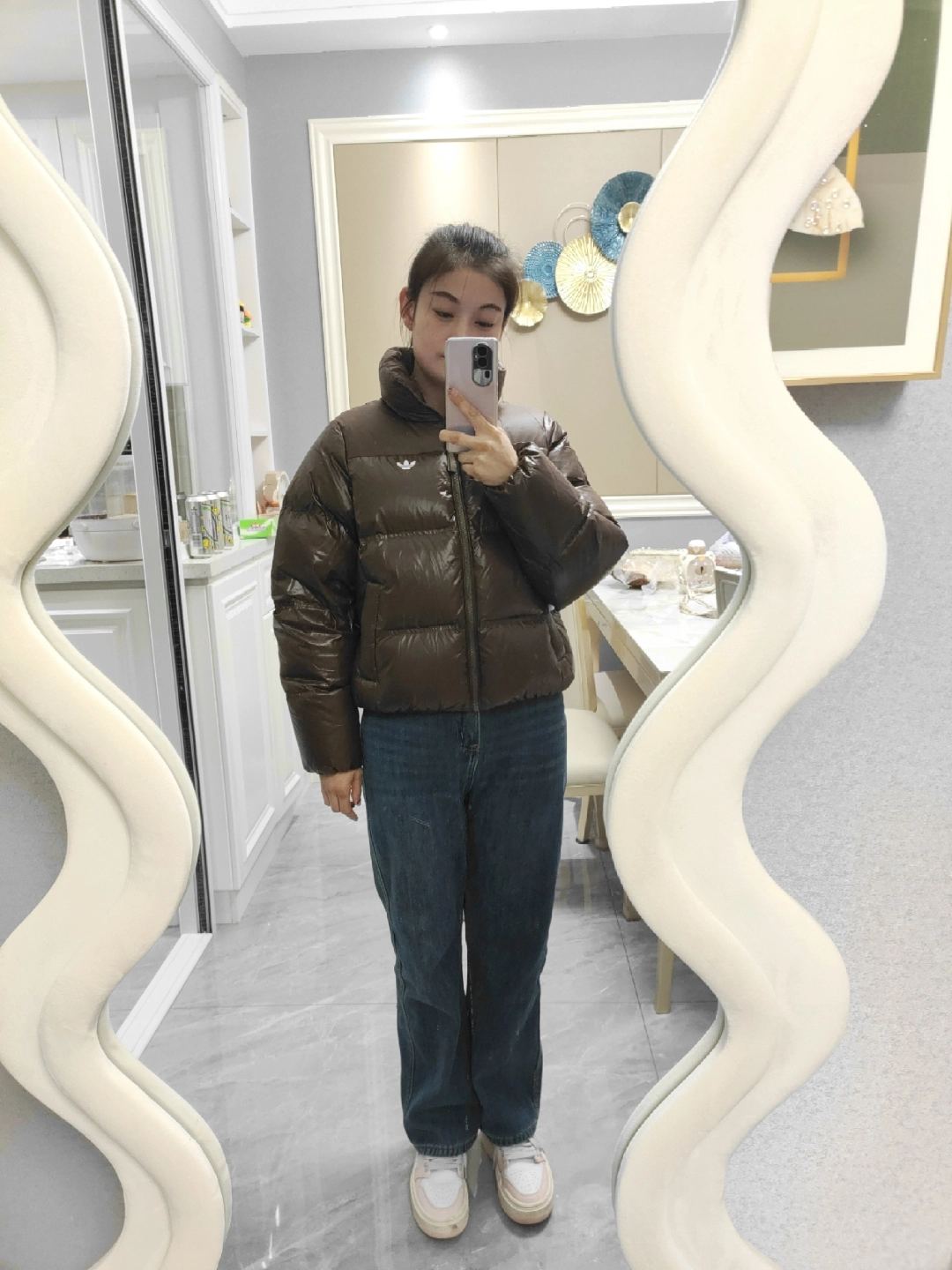 custom review-Adidas Originals Trefoil Collection Outfit Пуховик Женский Коричневый